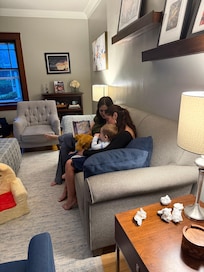 Peaceful living room was perfect for bedtime stories.
