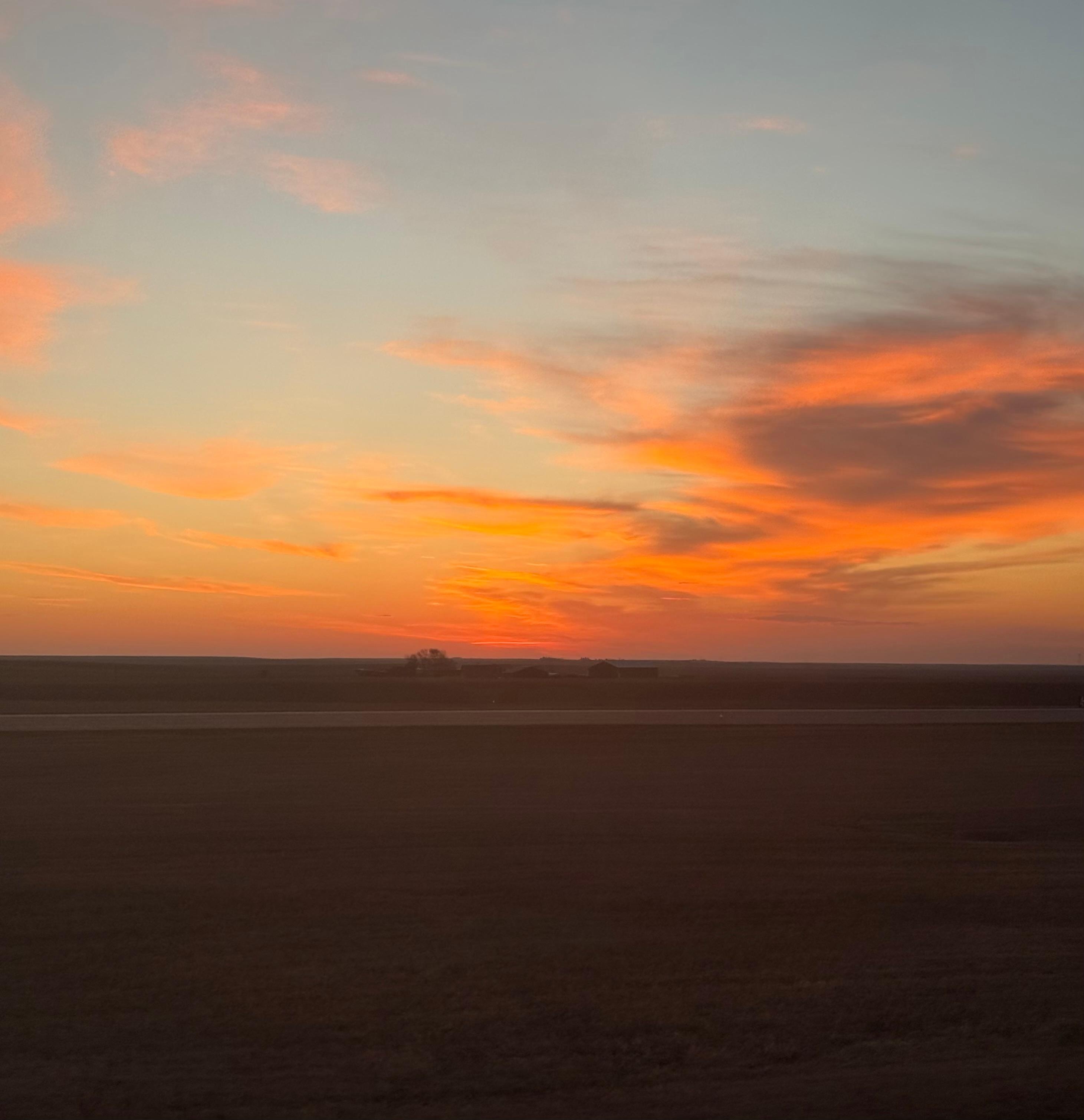 Sunrise over the prairie. 