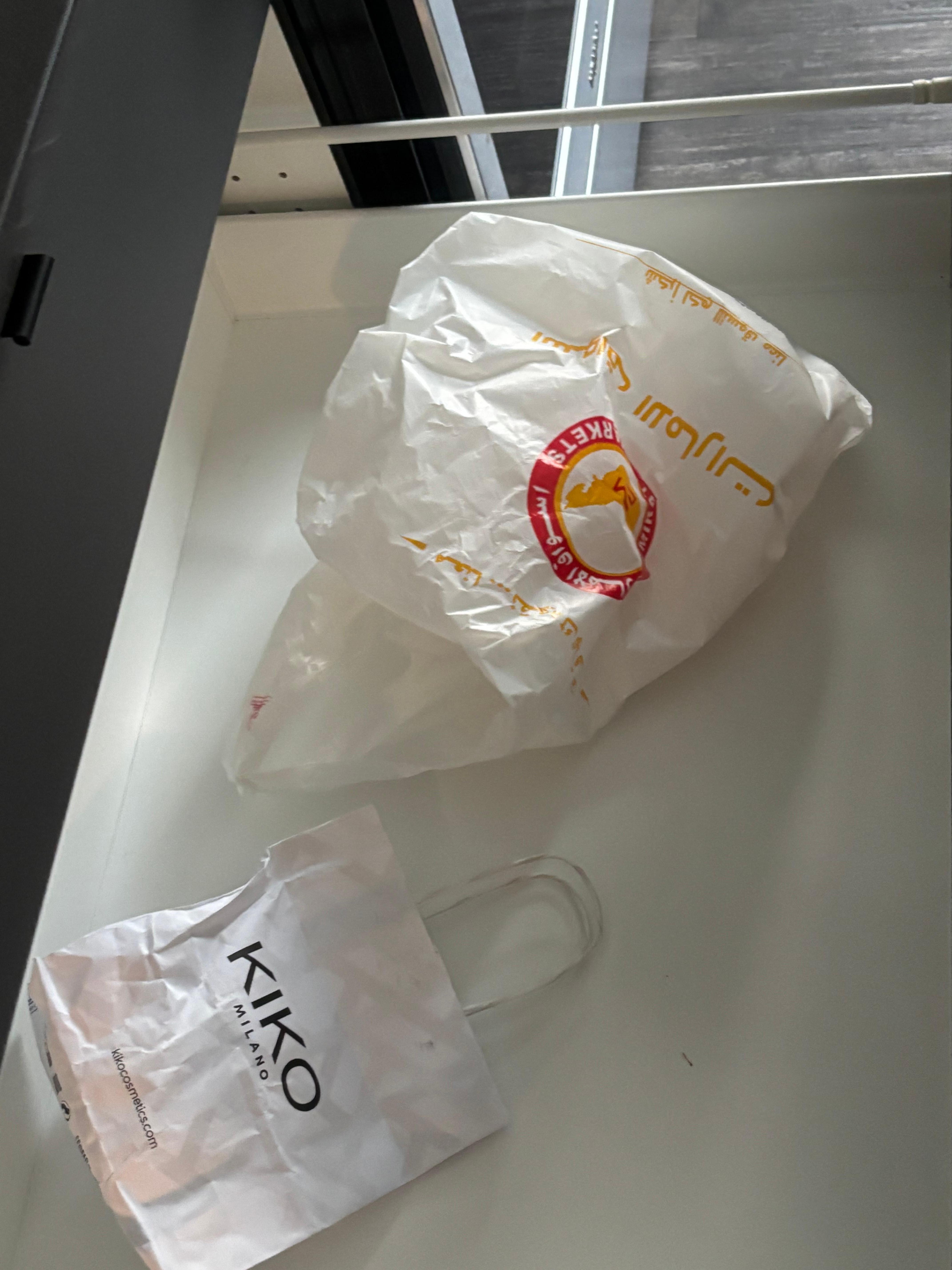 Trash left in kitchen drawer.