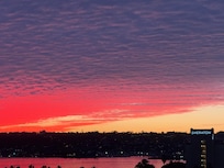 The view of the sunset from the room balcony