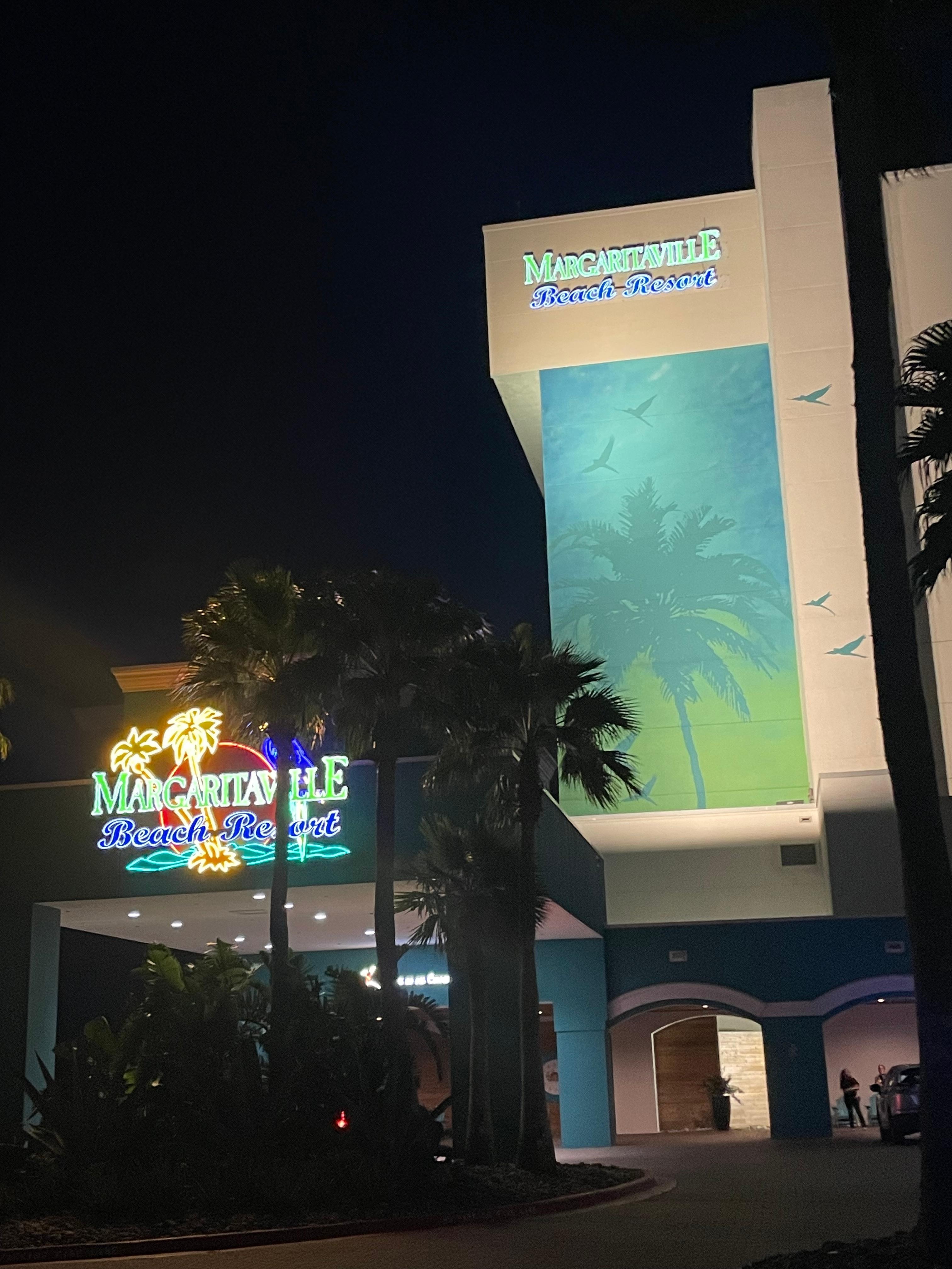 Night time looking toward hotel 