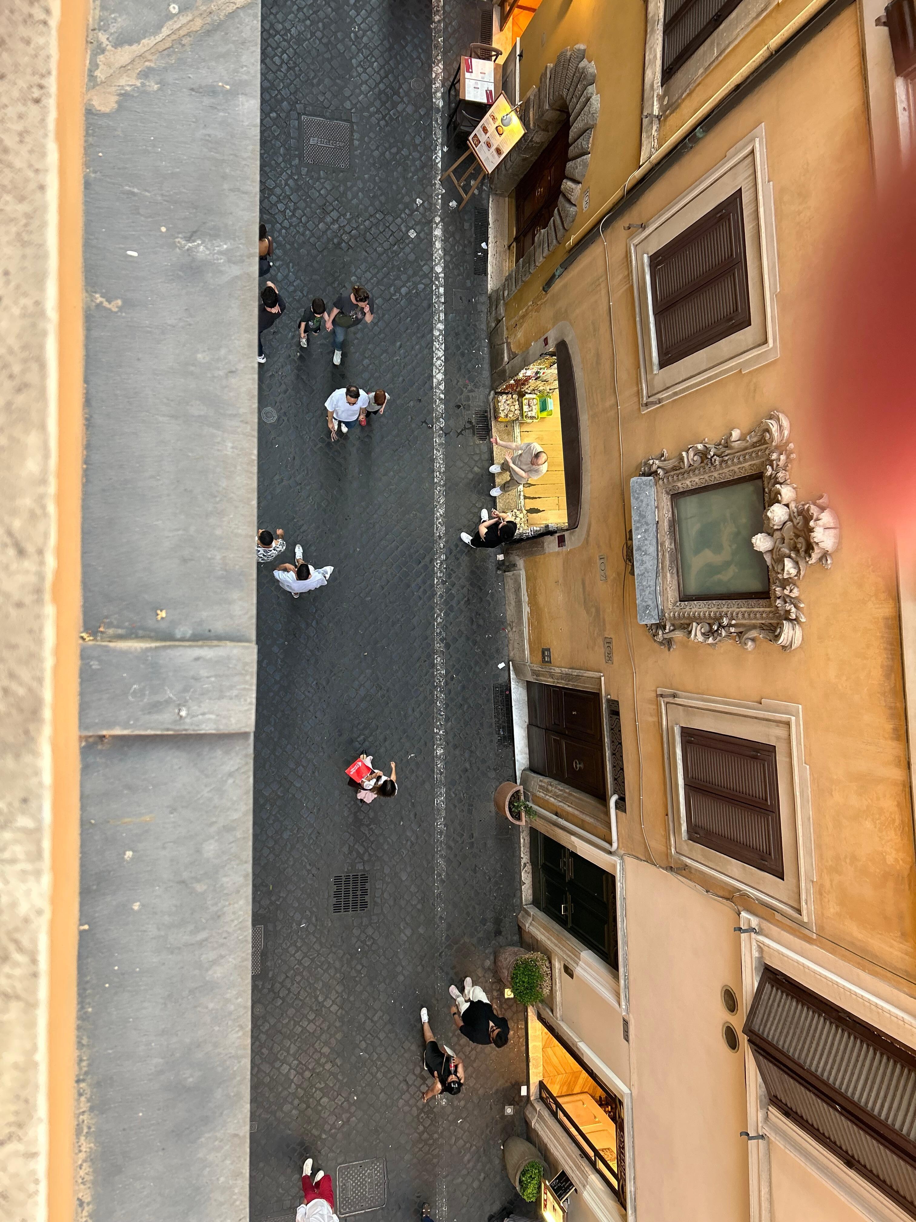 View from apartment down to street
