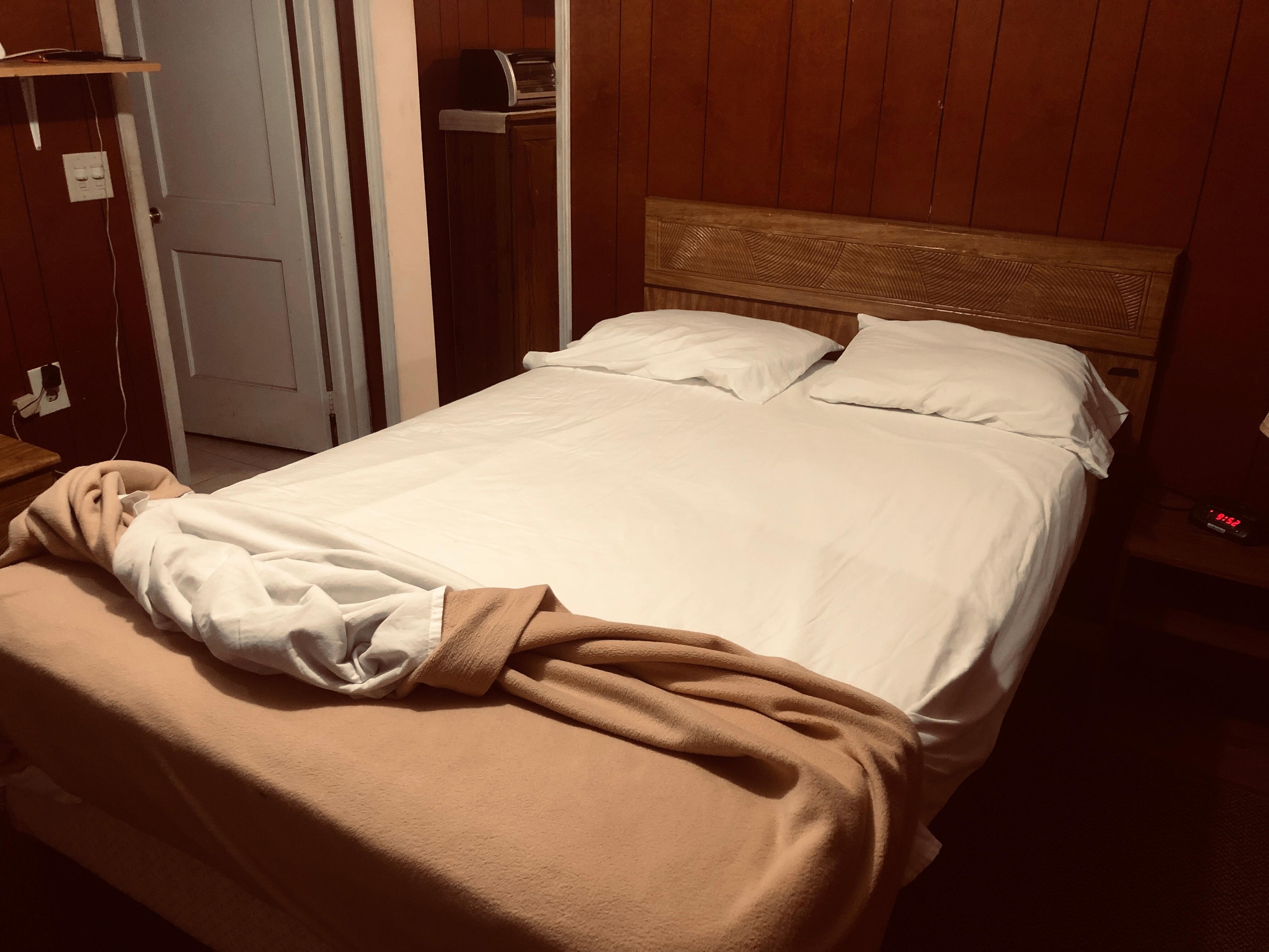 Bed felt like a bunch of boards with a foam layer over it but provided a good night sleep