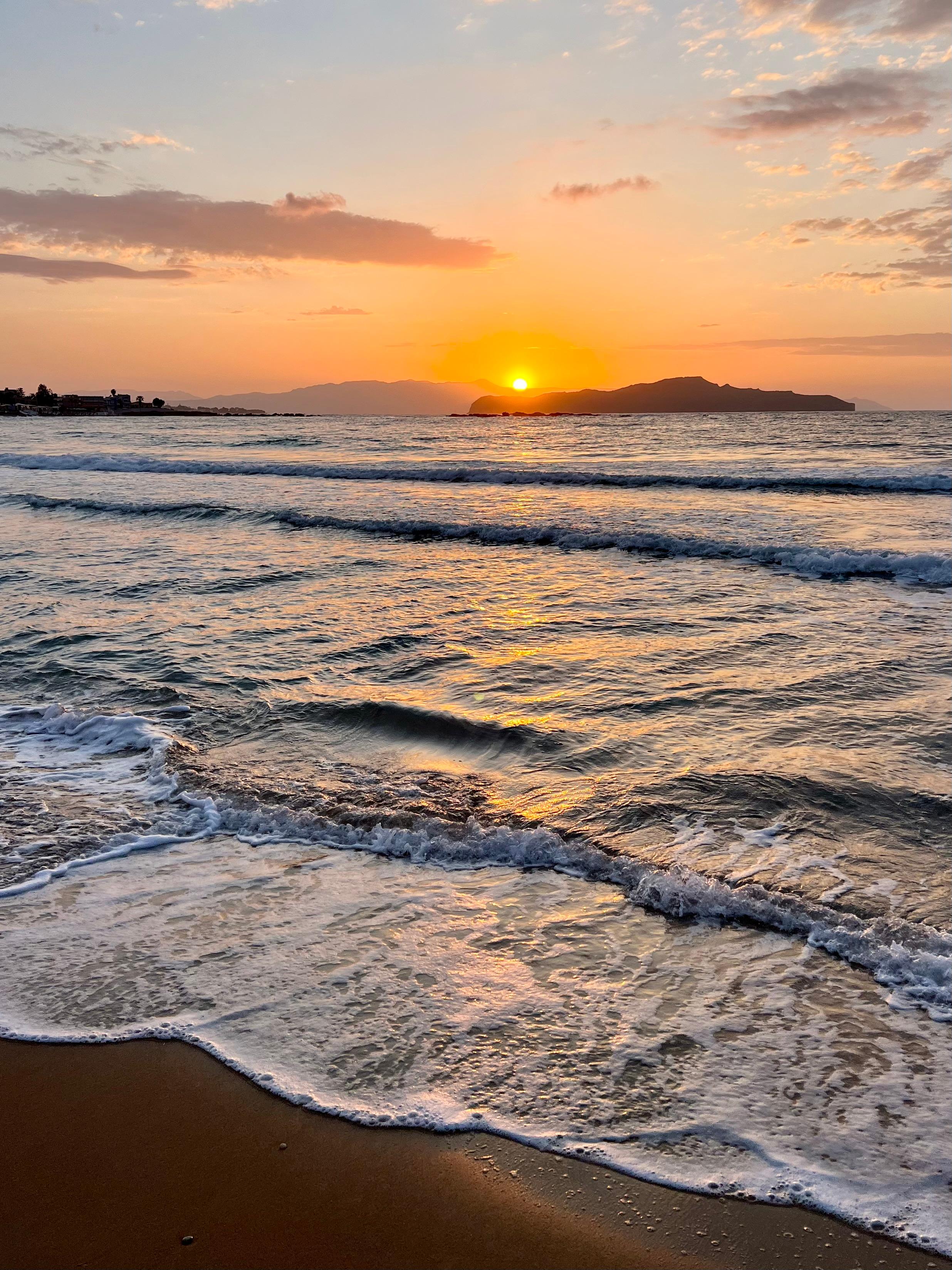 Coucher de soleil plage la Chania