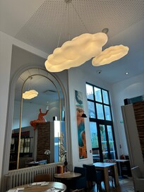 Magritte inspired decoration in the dining room