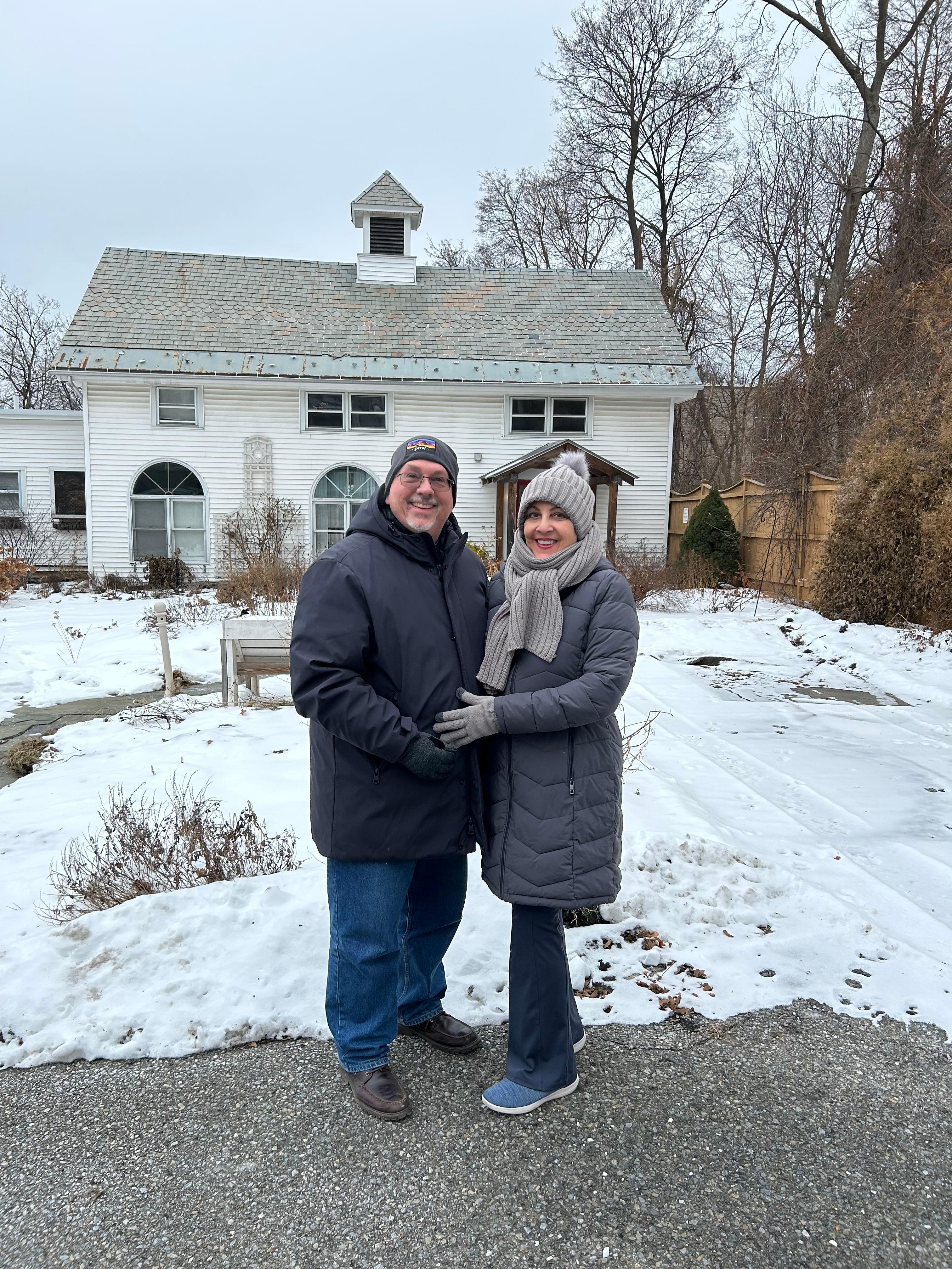 In front of the Carriage House on our way to Church Street.