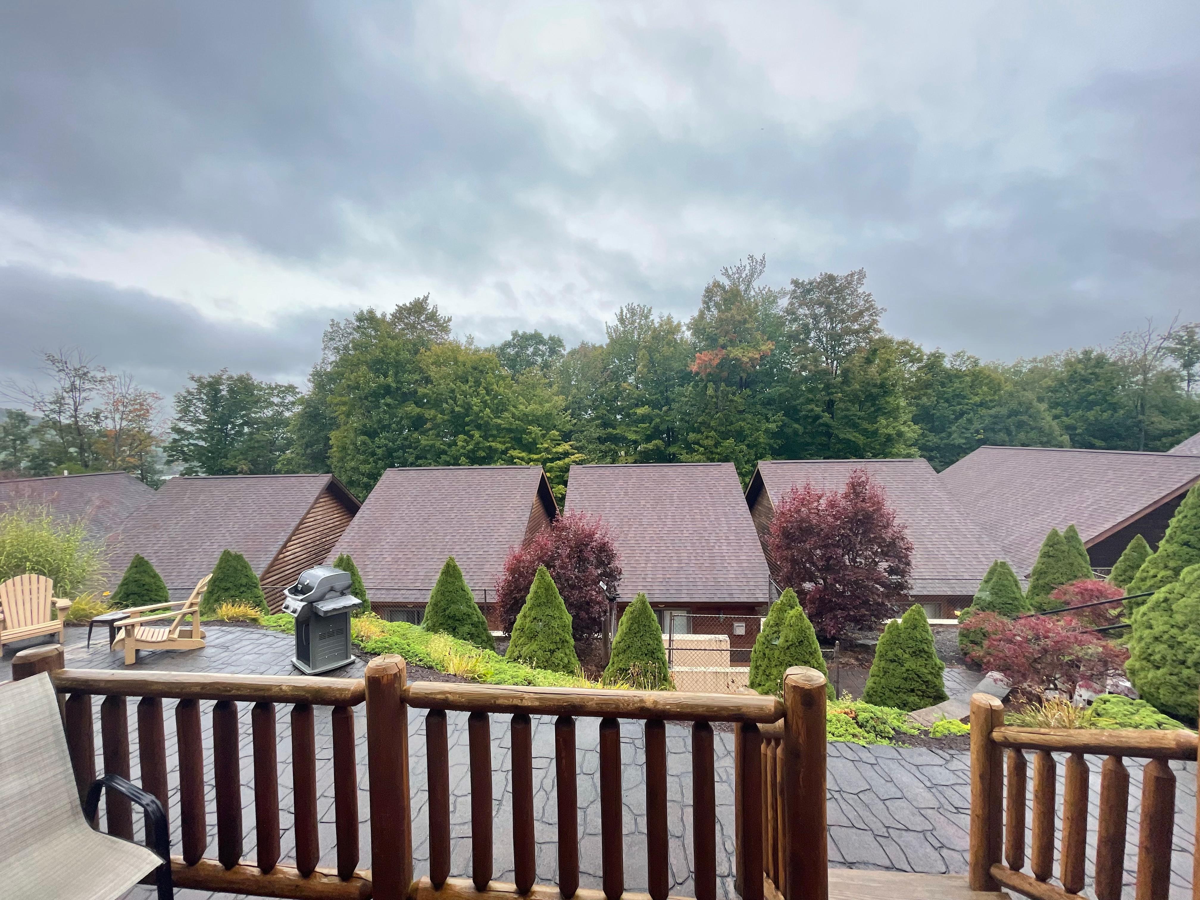 Looking out the sliding door on the back deck