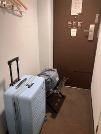 Check the tiny doorway , no way to open a 28* suitcase, it will block the door to the bathroom