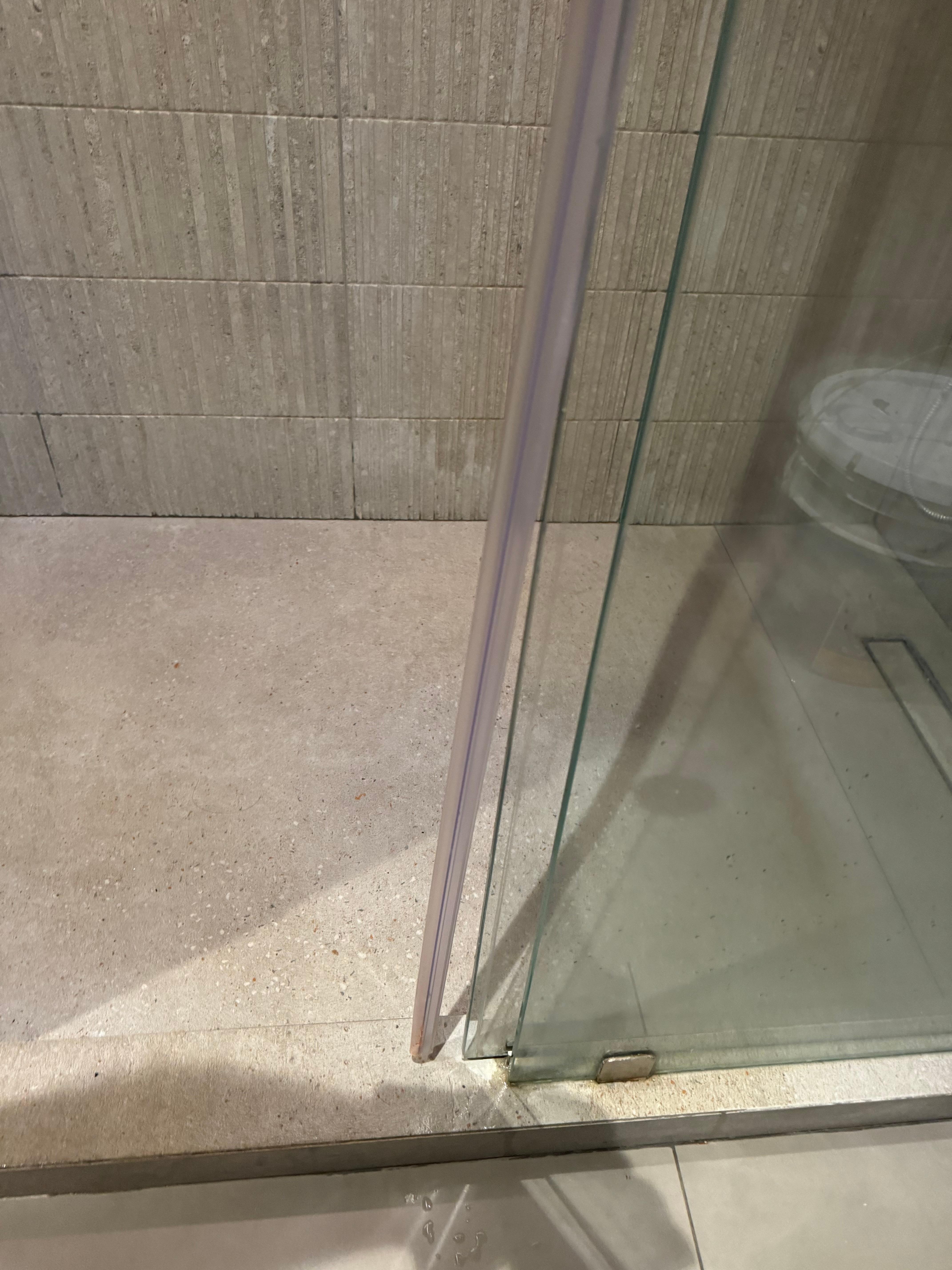 Shower door in state of disrepais