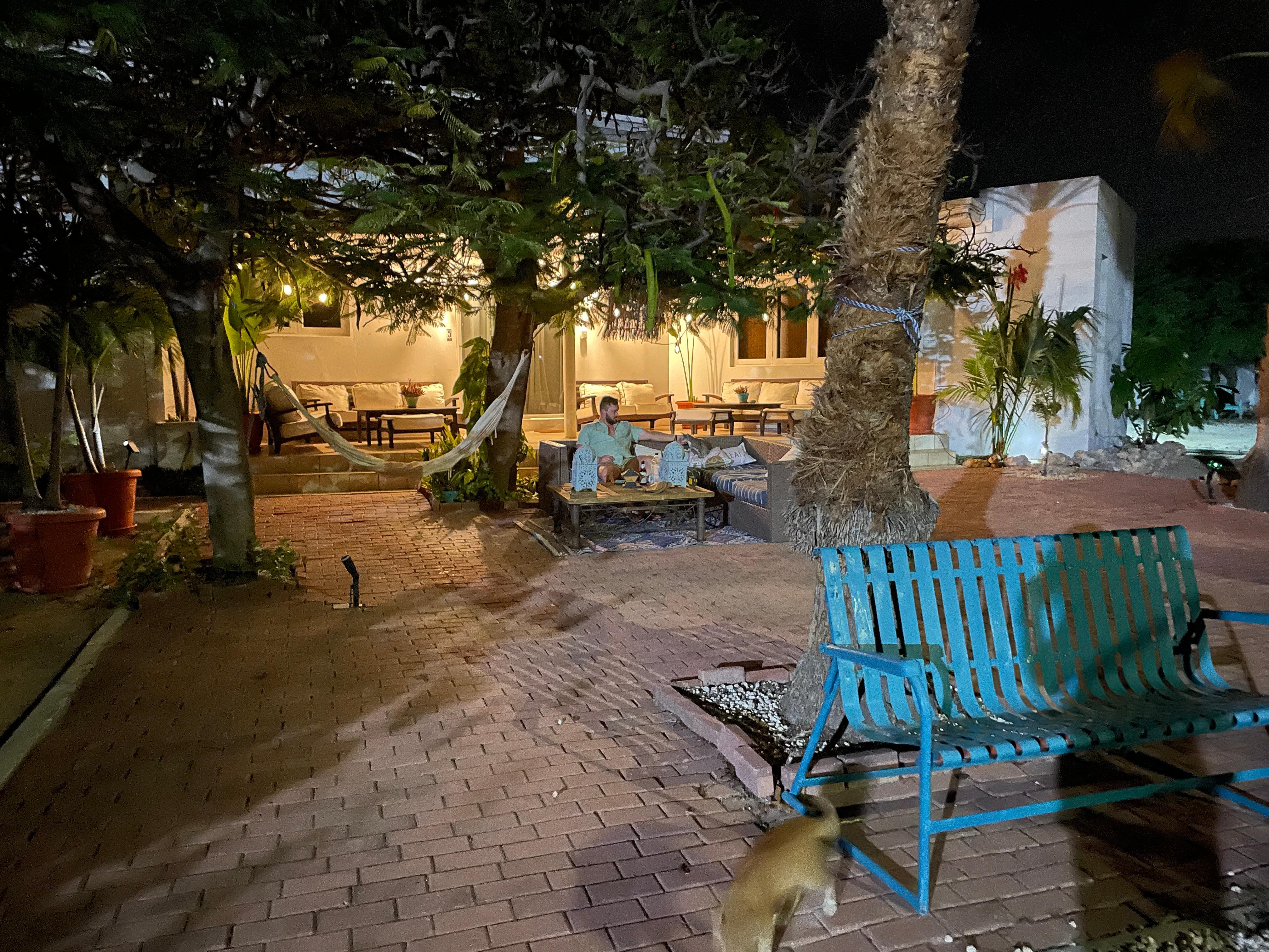 common outdoor area with patio furniture and hammock