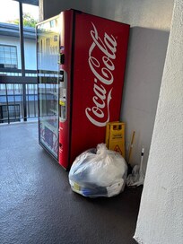 Dirty laundry and garbage bag