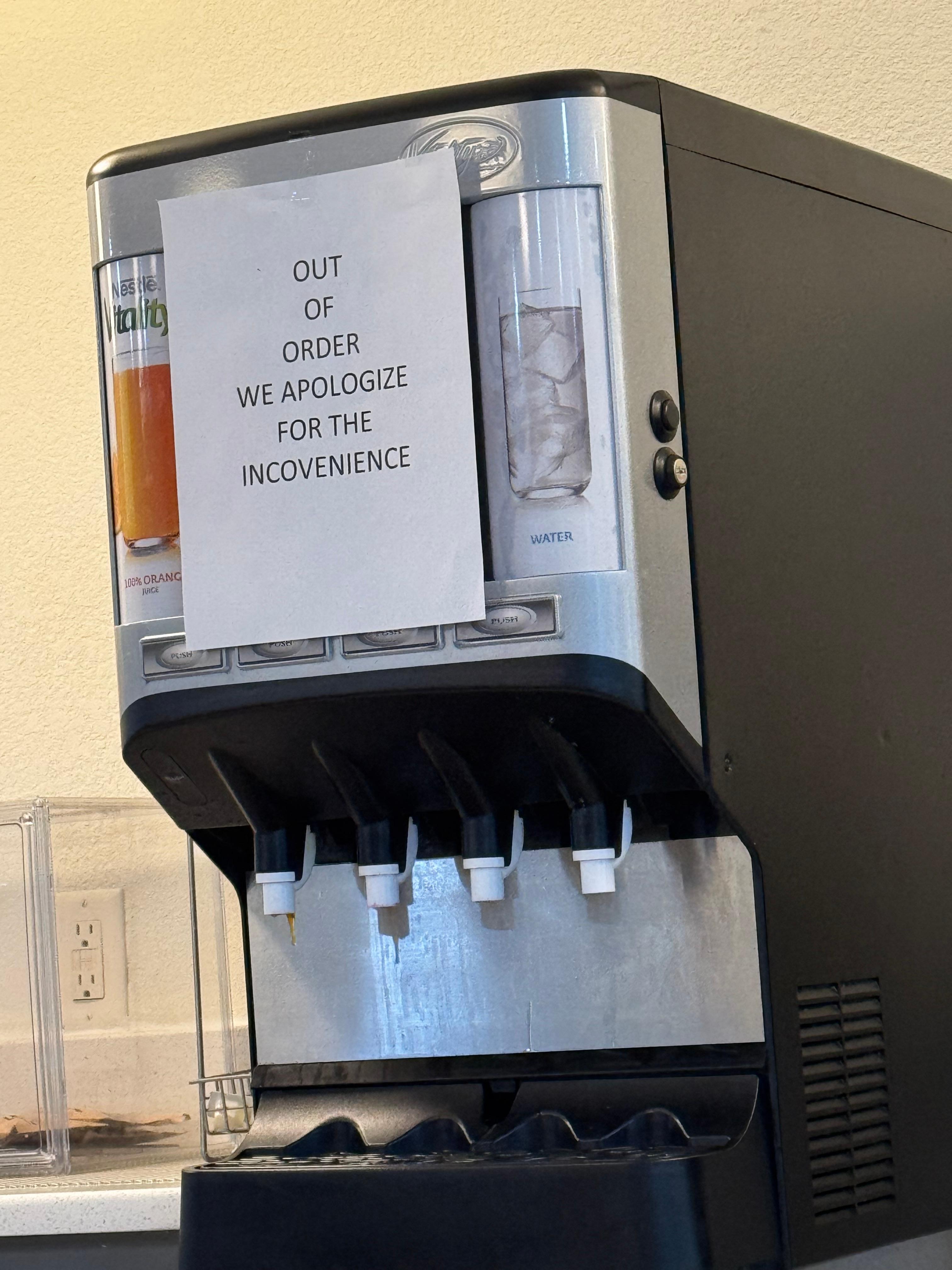 Paid for breakfast to find most everything out of order