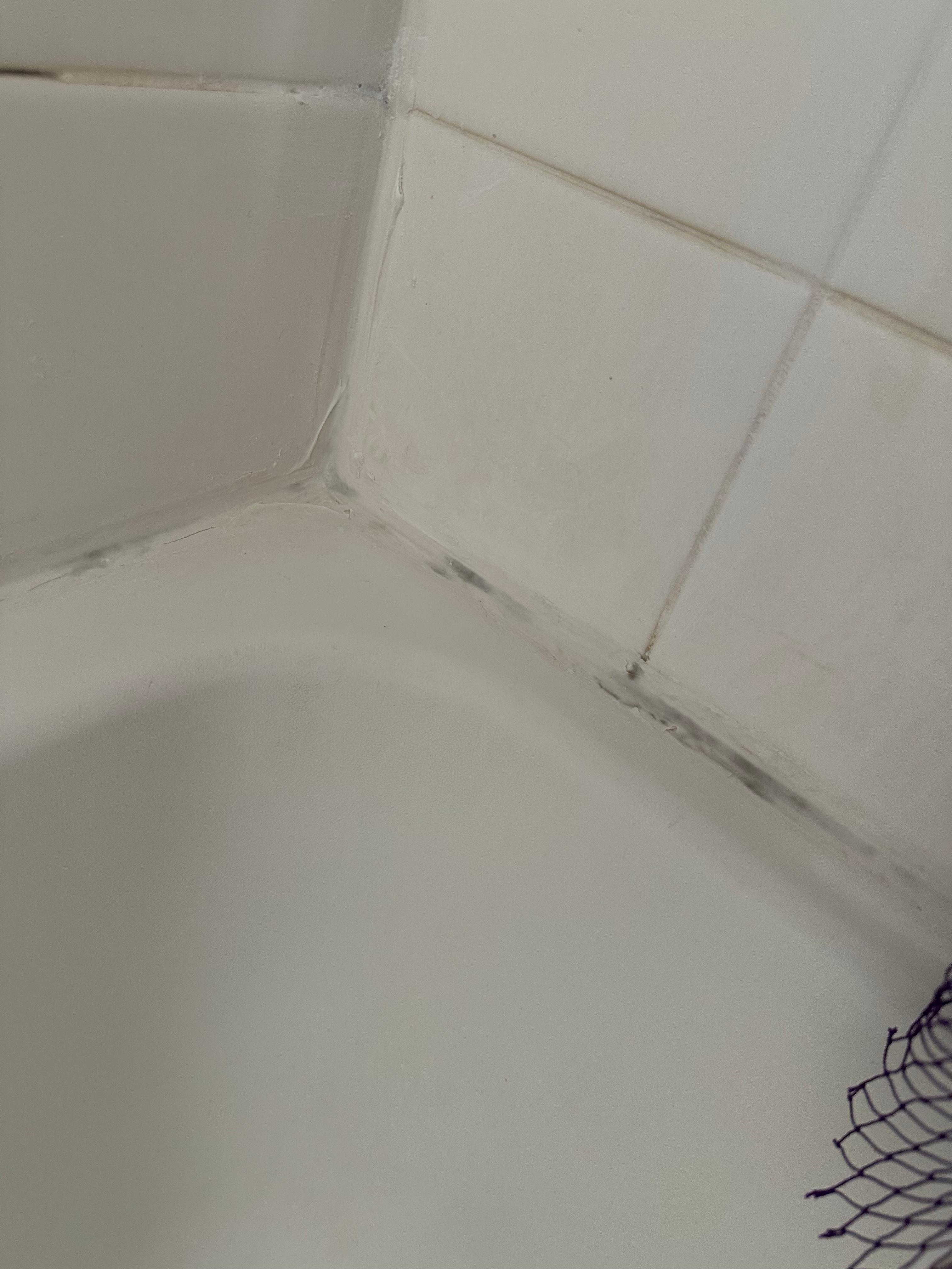 Mold covered by caulking. 