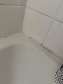 Mold covered by caulking.