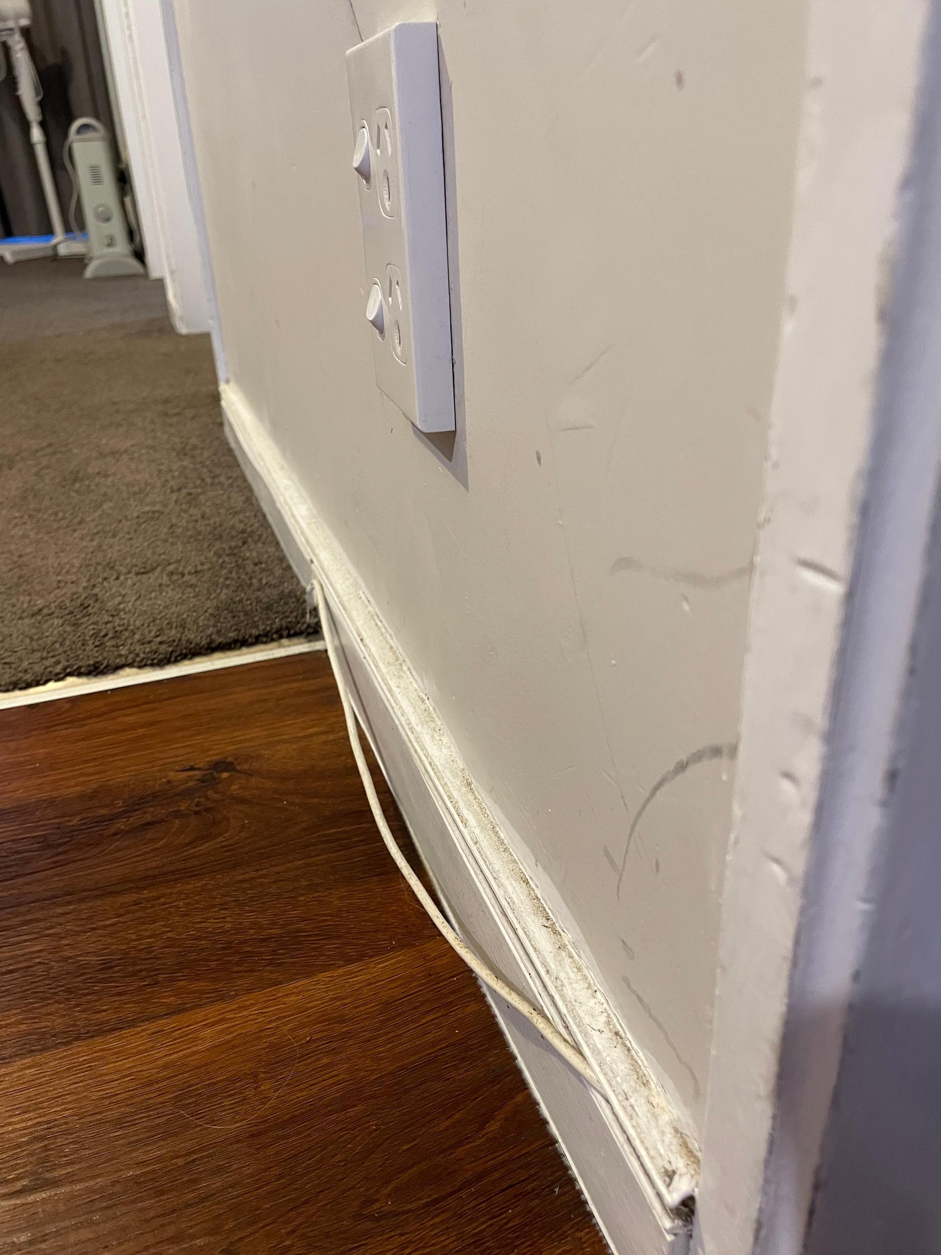 All skirtings thick with dust and dirt.