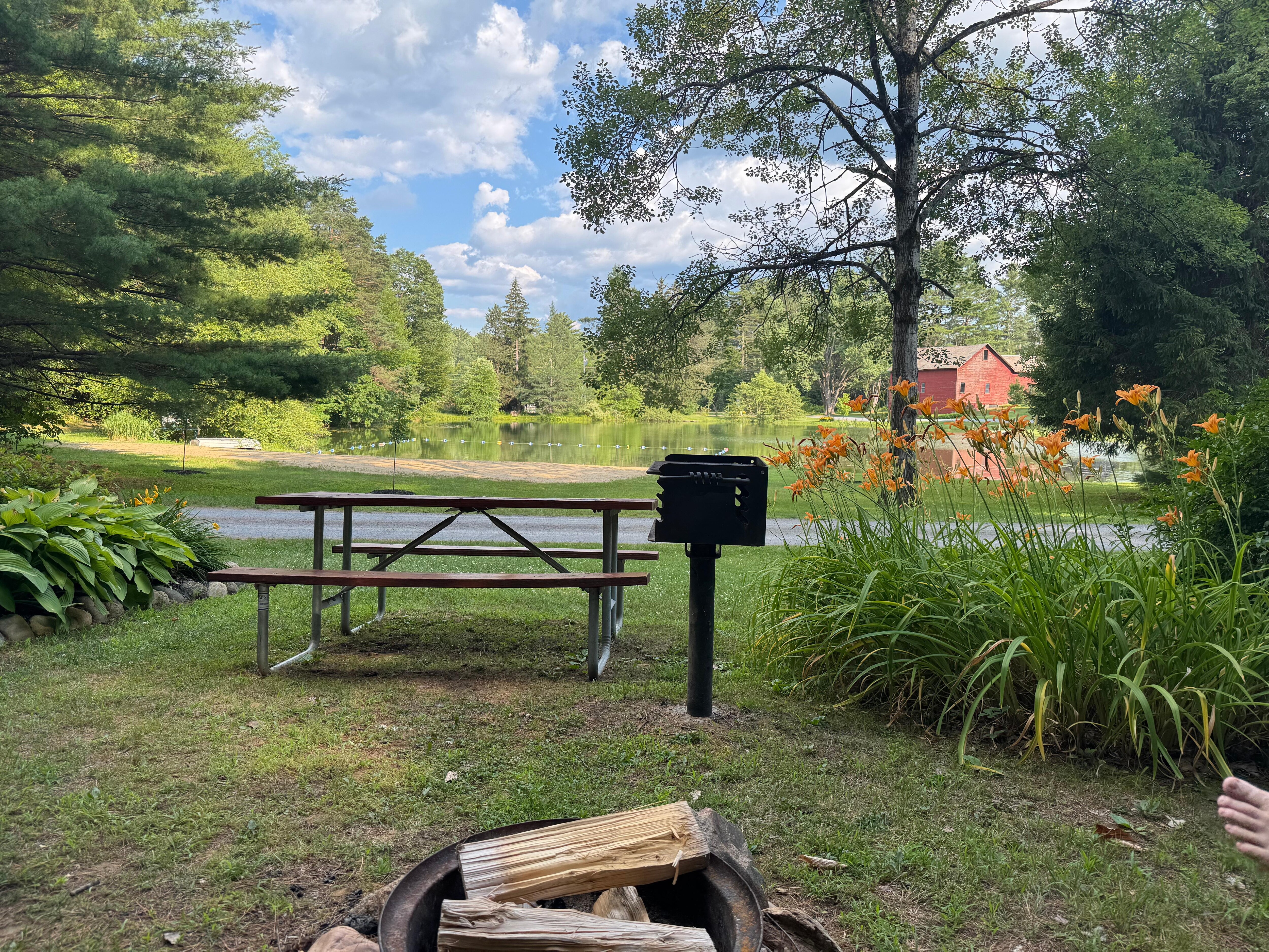 View from behind the fire pit. 