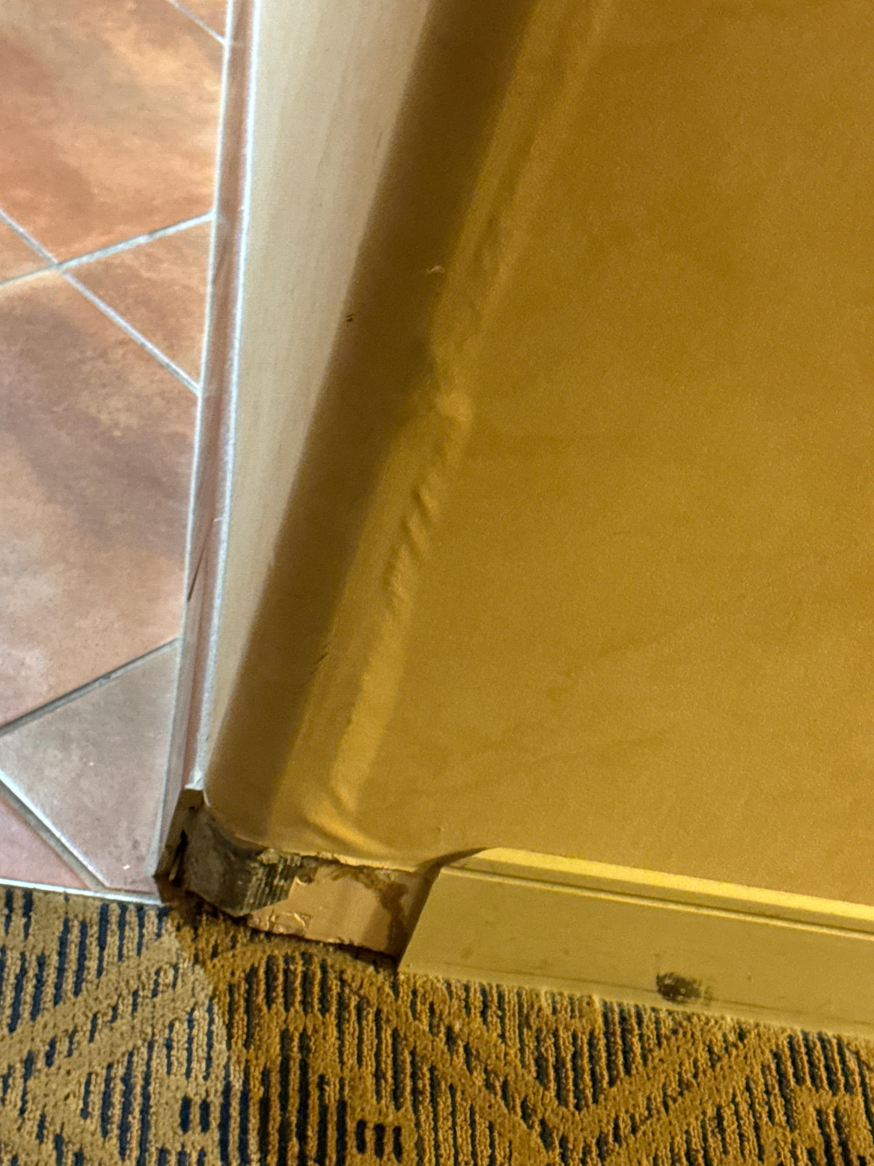 Walls damaged throughout the room. 