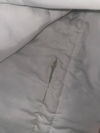 Crunchy spot on the comforter. There were multiple.