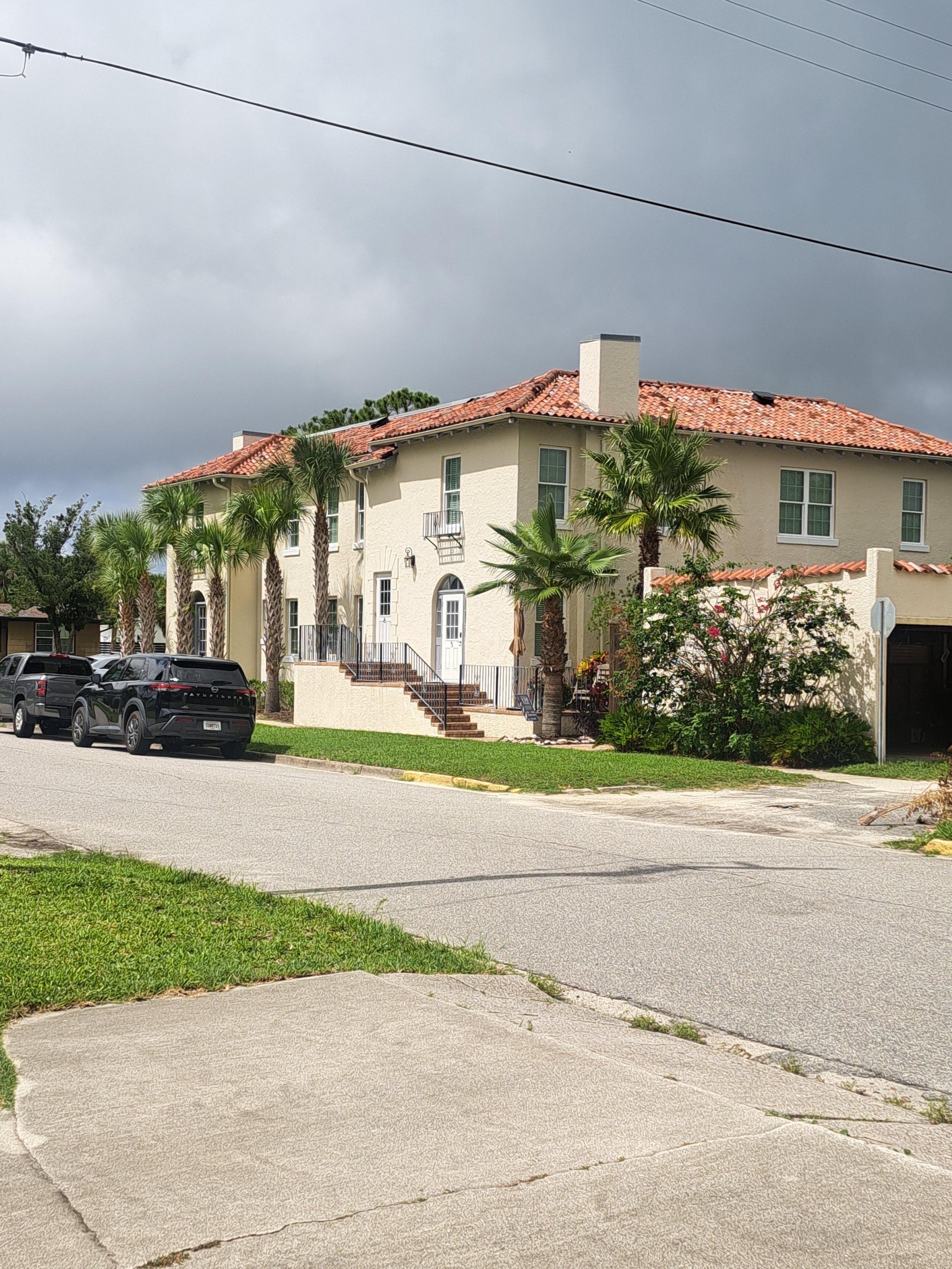 Outside the rear/side of the building.