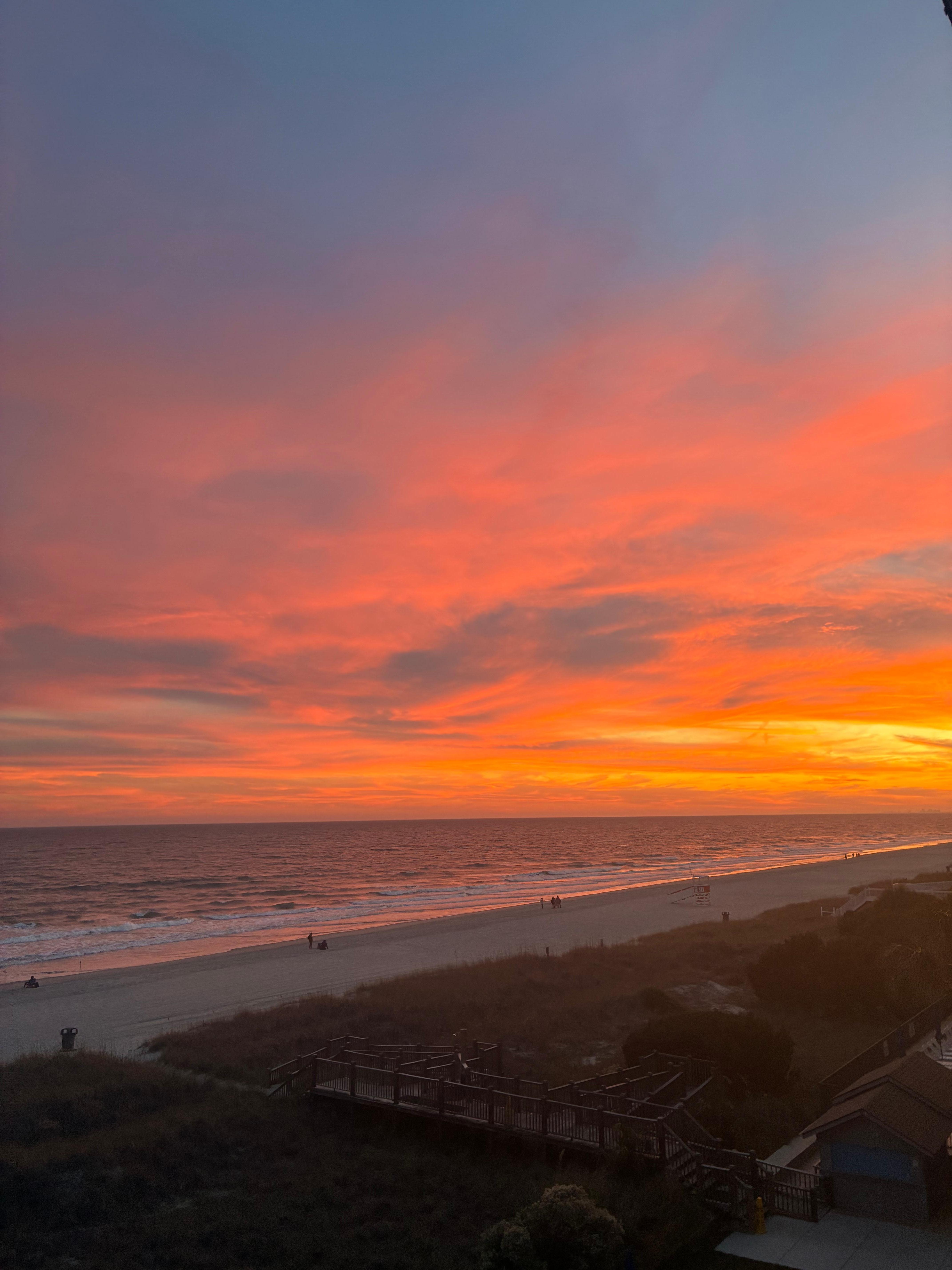 Evening sunset view from the balcony of the room