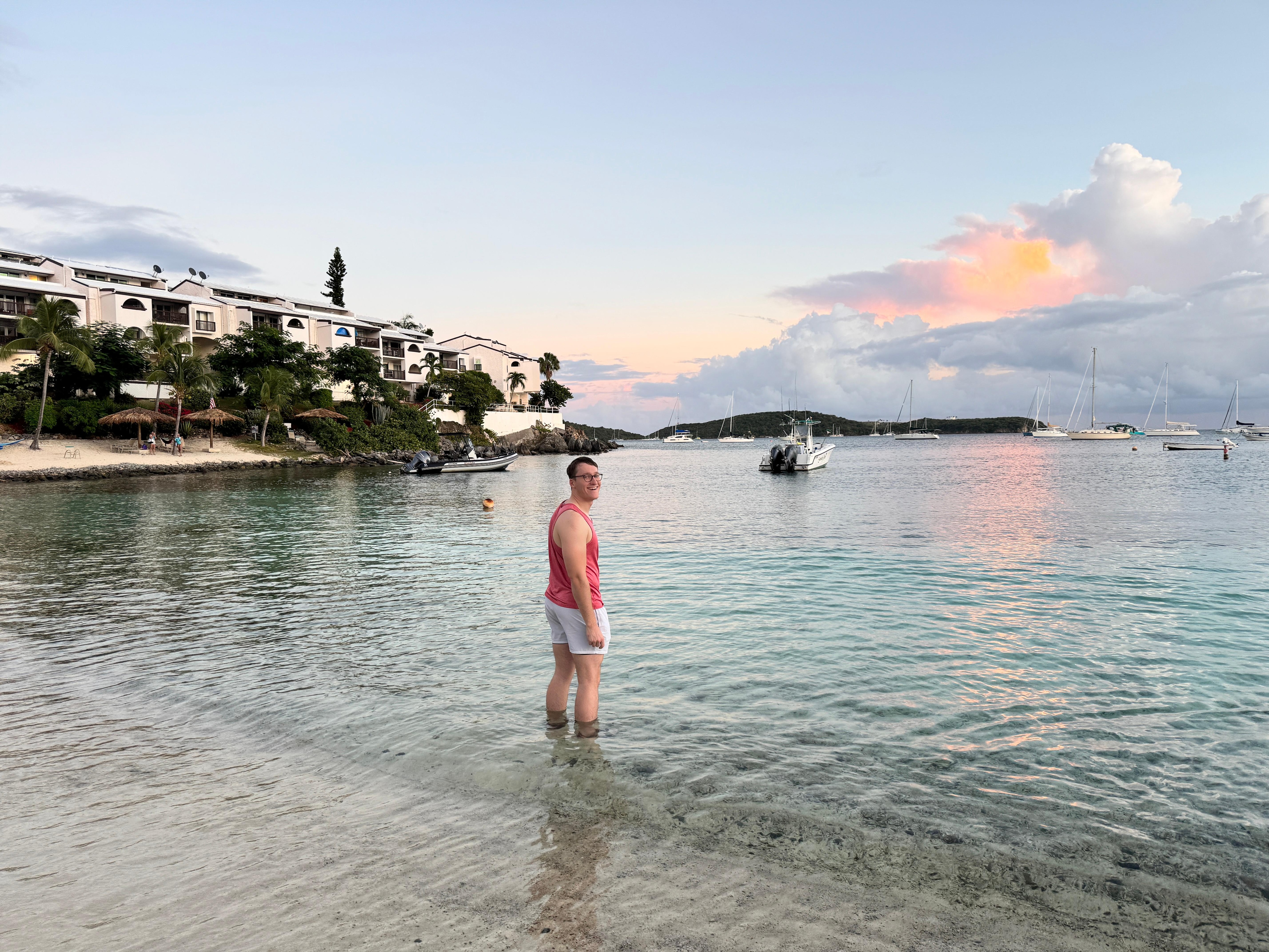 View of property at left from Cowpet Bay beach