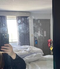 The mirror beside the bed. Should’ve taken pictures of the other things we found that were dirty.