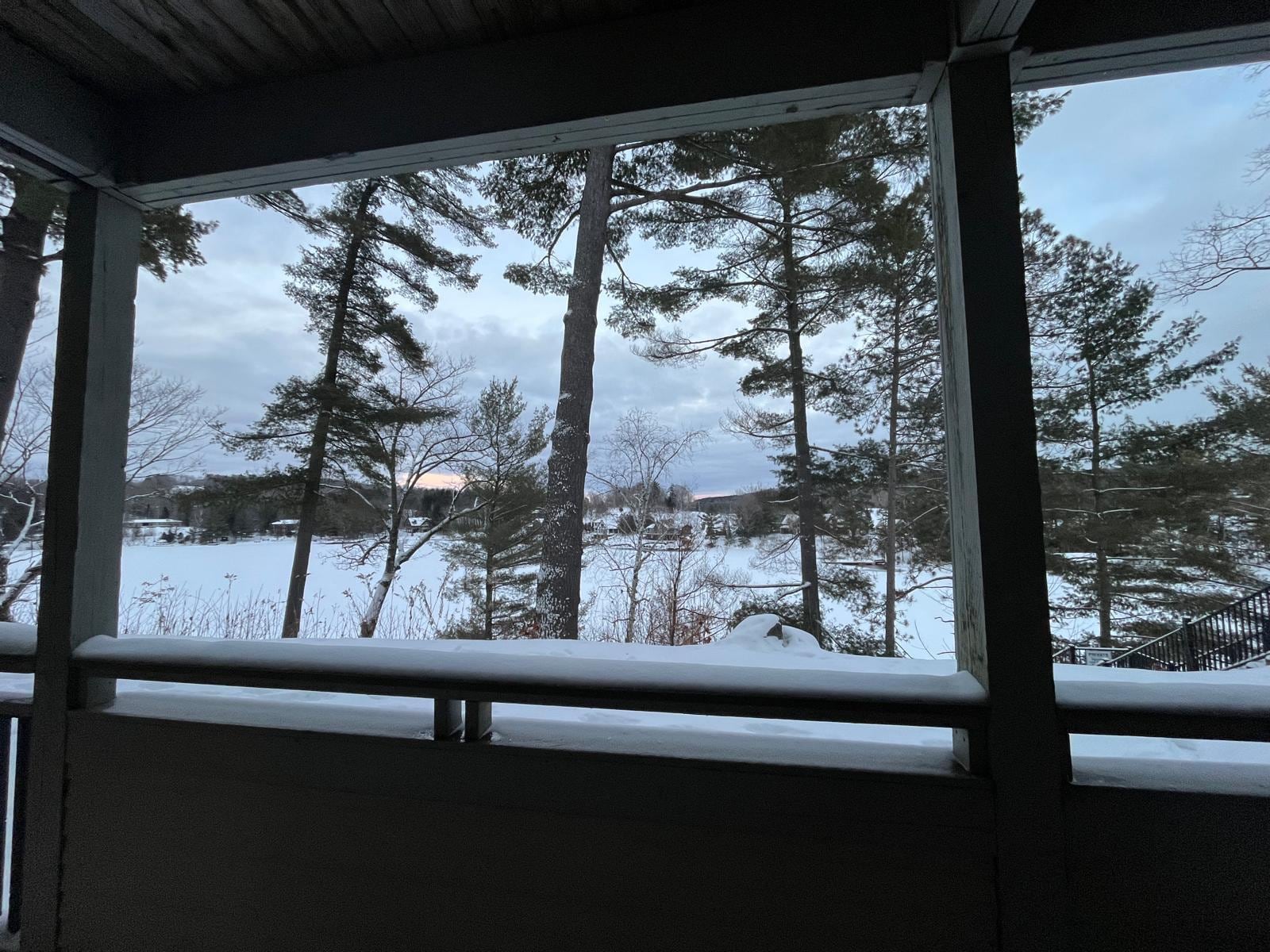 Sitting on the deck enjoying the crisp air and the wonderful view