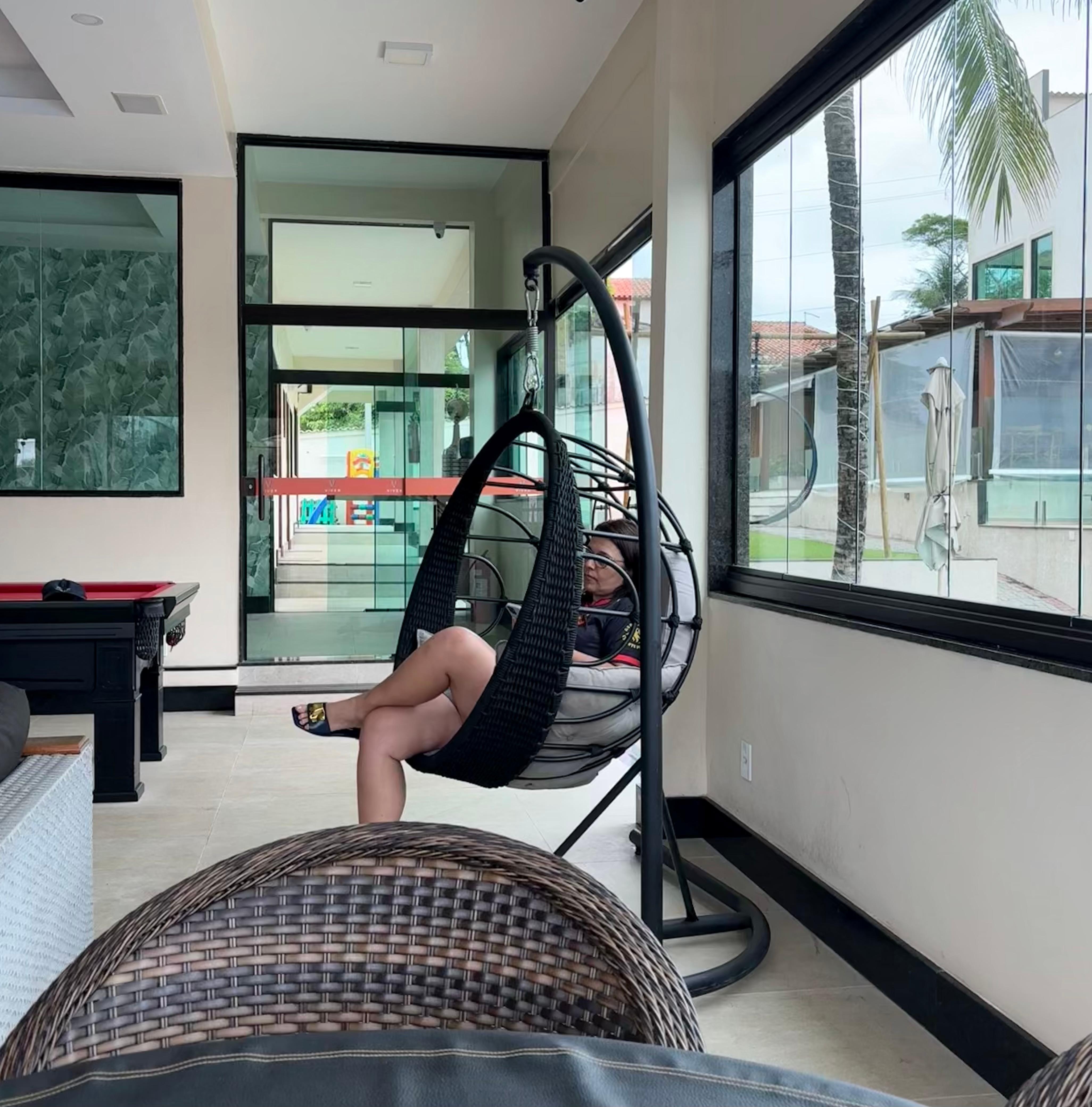 Sala de jogos e tb de descanso.
Estava chovendo, e uma boa opção. 