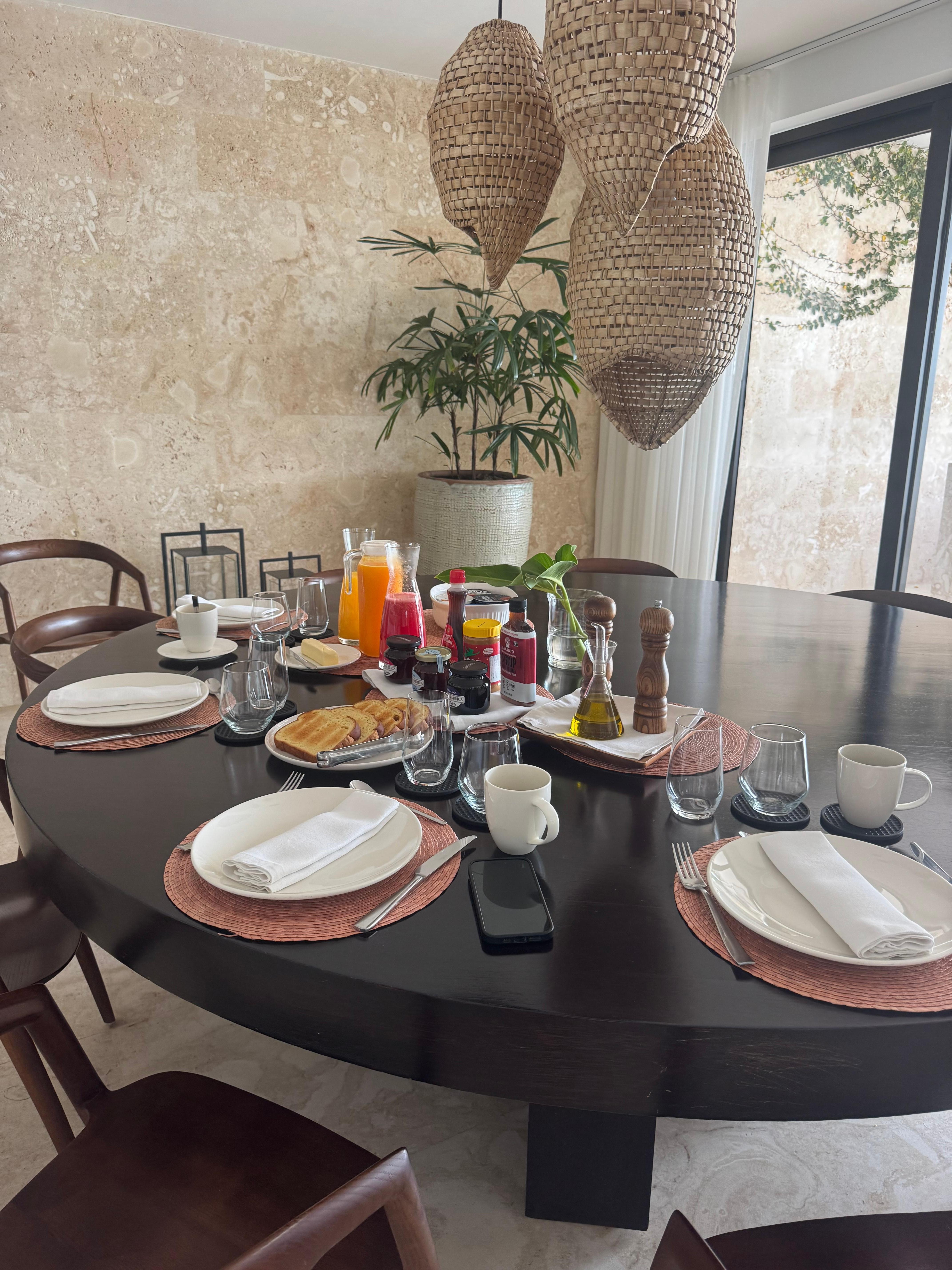 Our first breakfast set up for four.