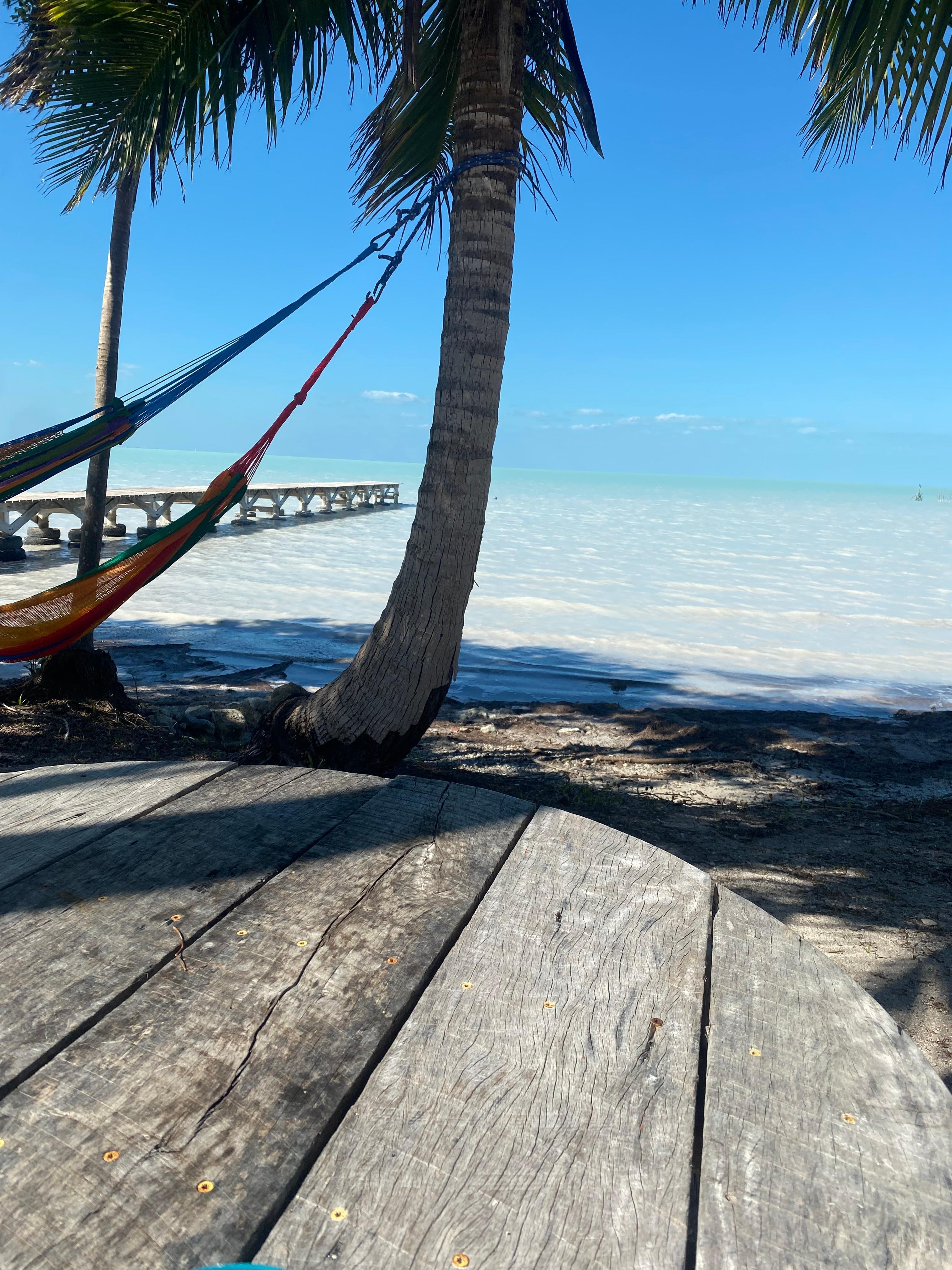 Outdoor seating near the dock