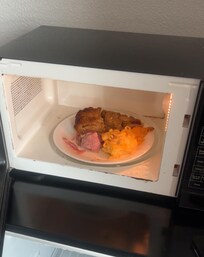 Not even joking, this was sitting in the microwave when I got there. Smelled awful.