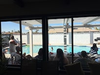 View from the sun room to the pool