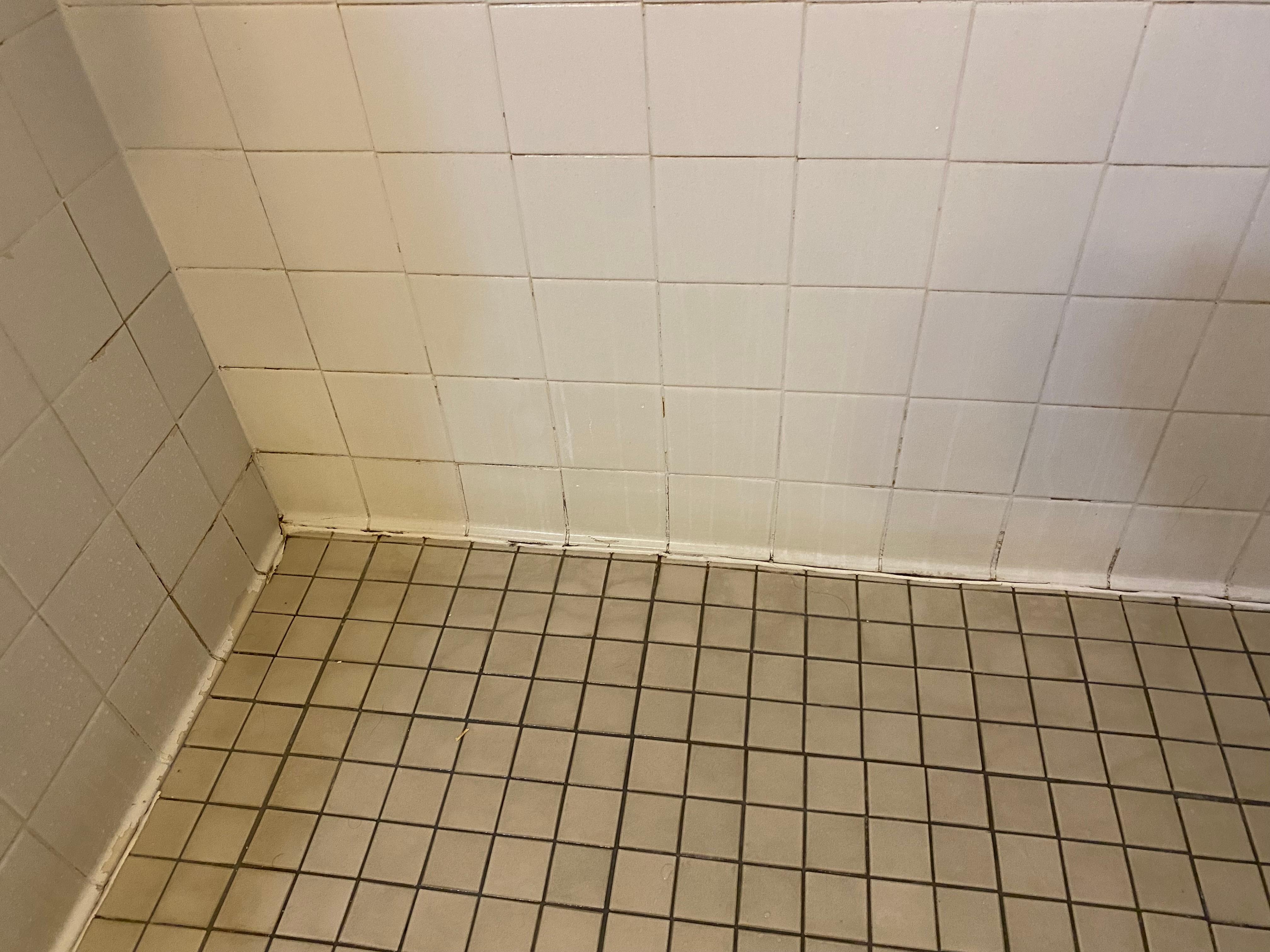 Grout needs to be cleaned. Maybe a complete remodel of shower would be great. Shower head lacked any power