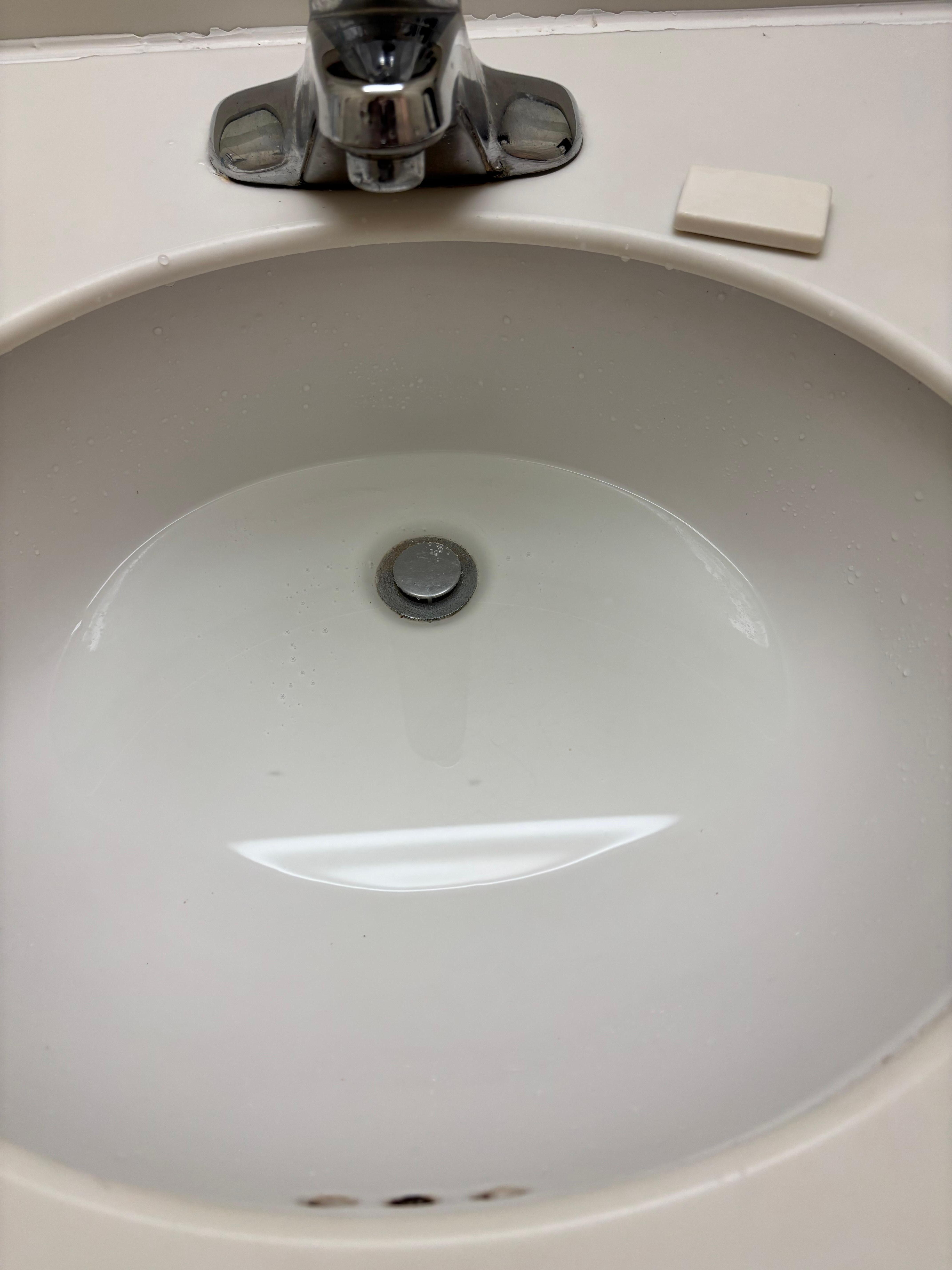 Sinks don’t drain. Toilet and shower were full of mildew. 