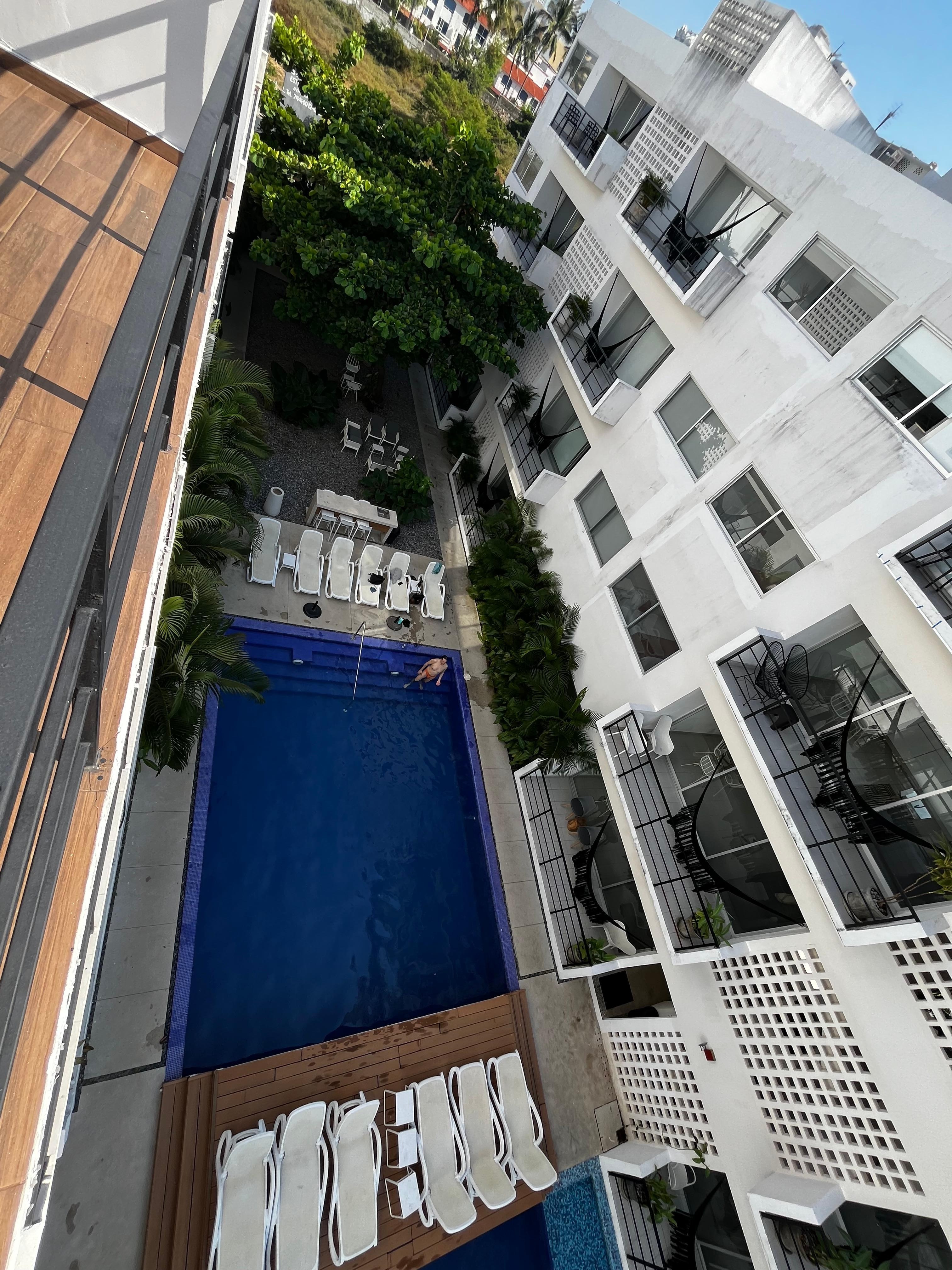 View of pool from rooftop patio