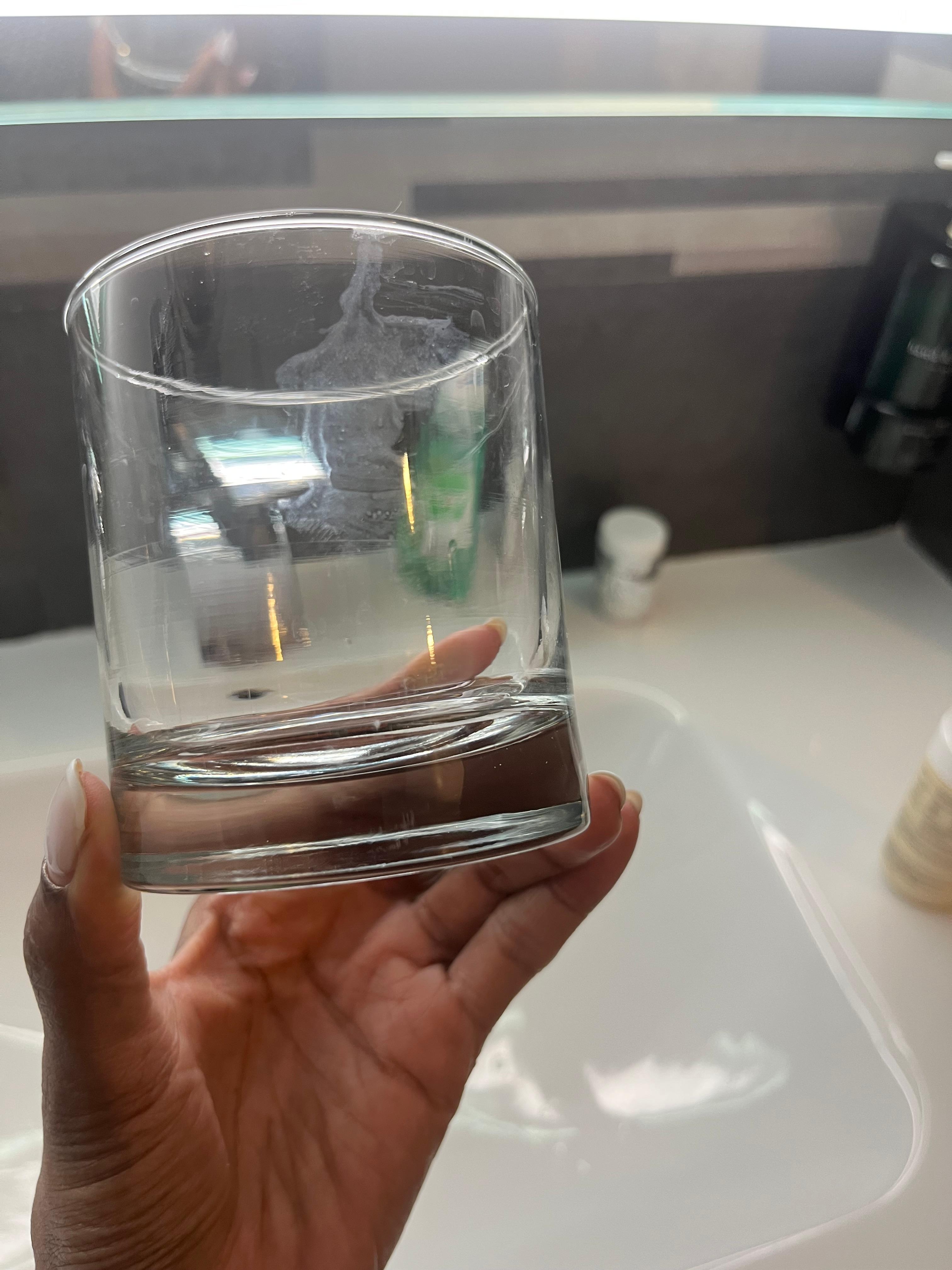 Dirty glass in the bathroom in my replacement room