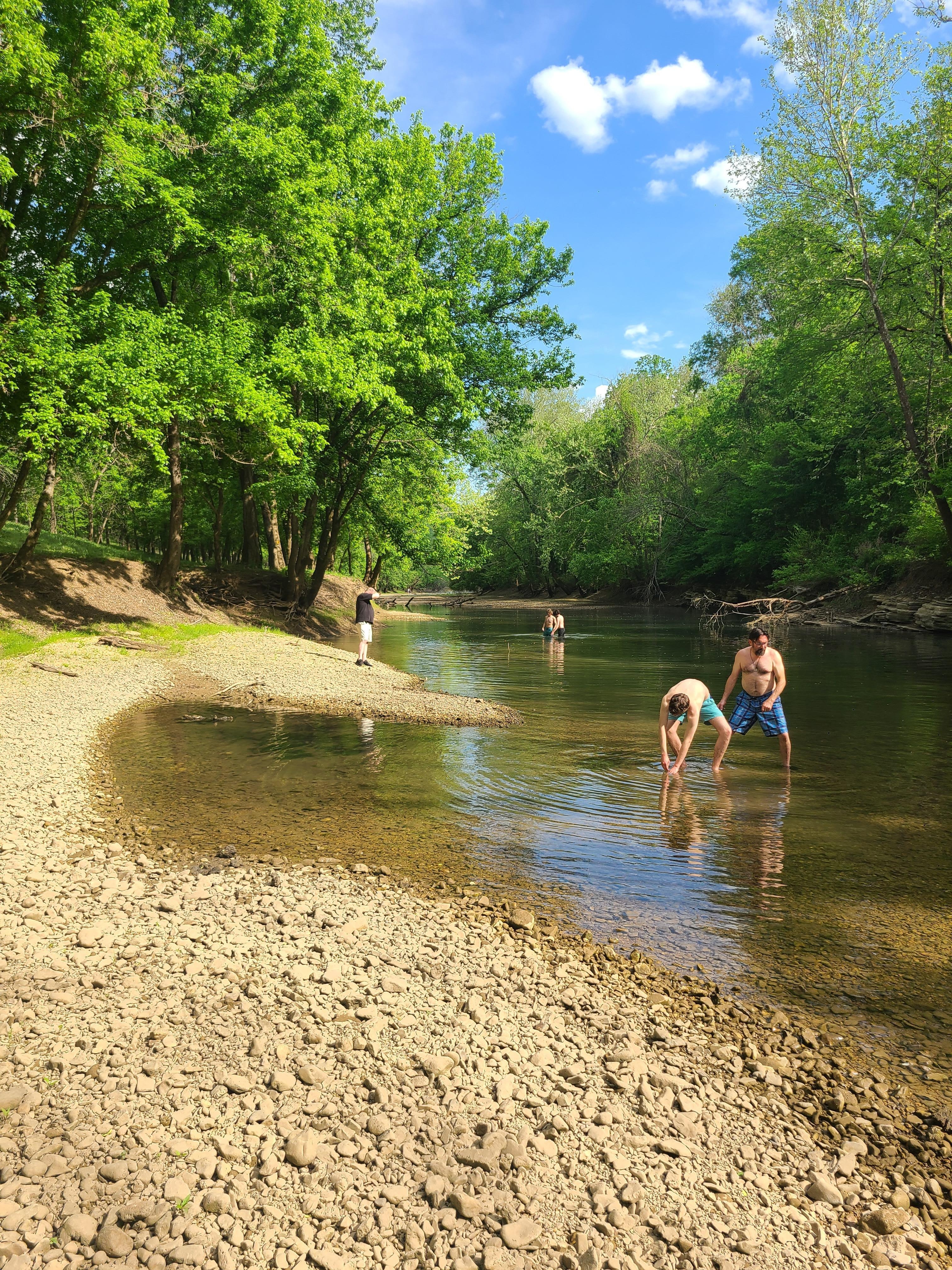 Skipping rocks, swimming and floating