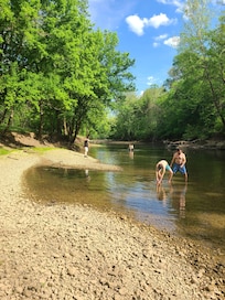 Skipping rocks, swimming and floating