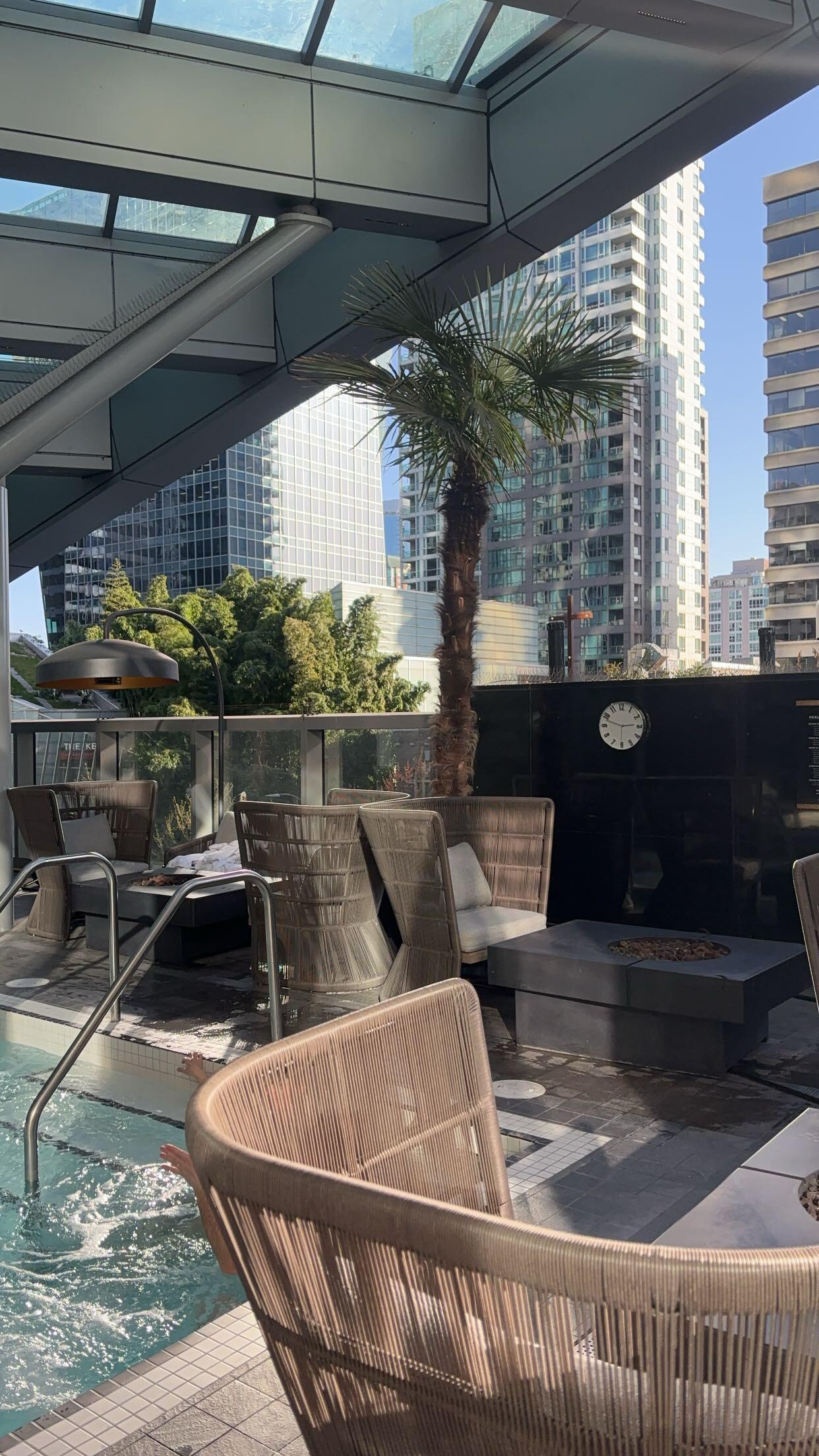 The only picture I got of the hot tub, the rest are videos. Trust, this area is gorgeous!! There are firepits too.