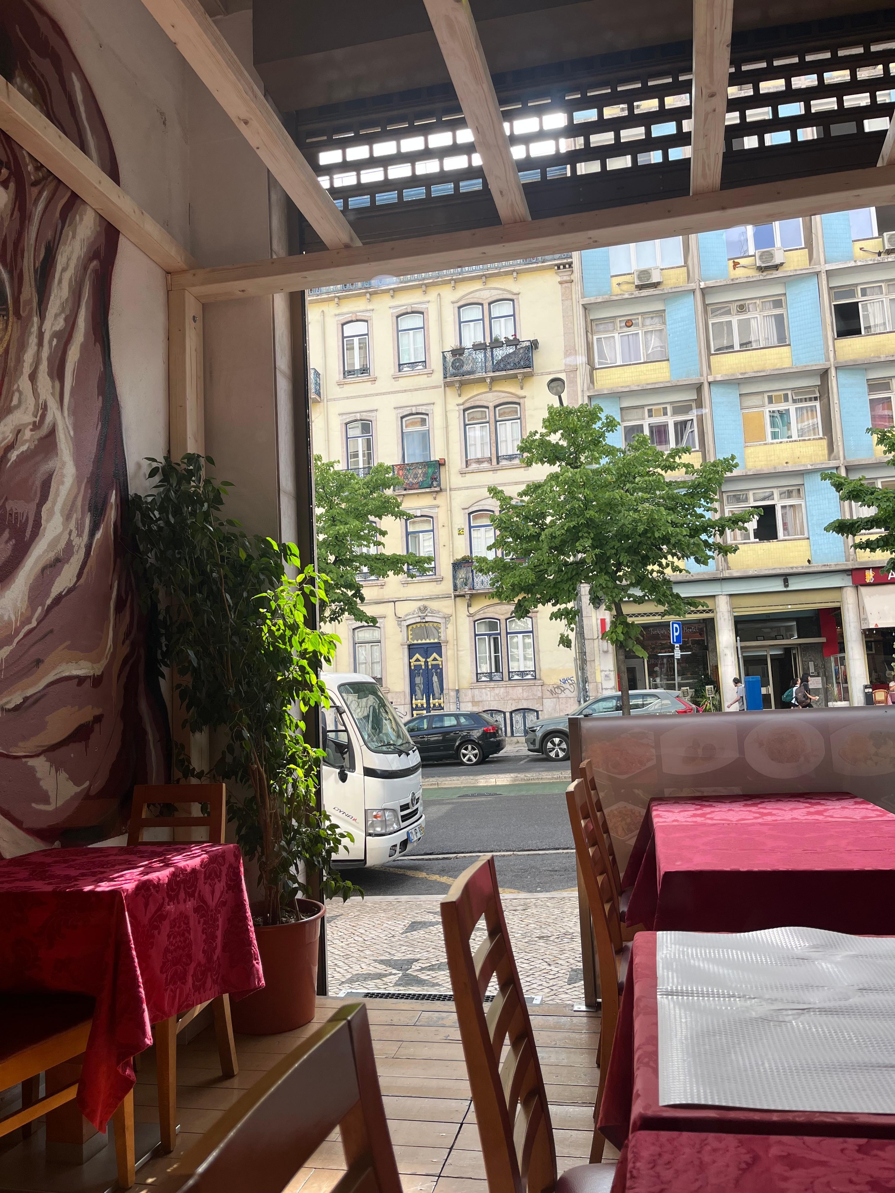 View of apartment building from Dashan Restaurant. One of our favorite places to eat. 