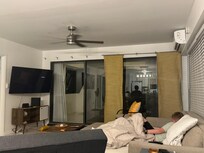 Broken curtain panel obscuring the view and unable to be closed as shown in pics