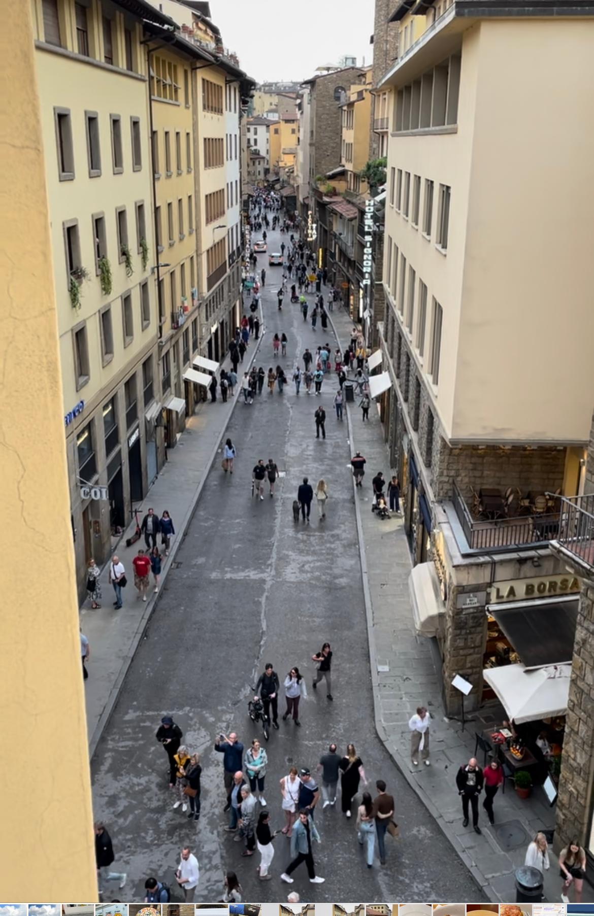 View from our room— towards Ponte Vecchio. It is also down the street from Uffizi. 