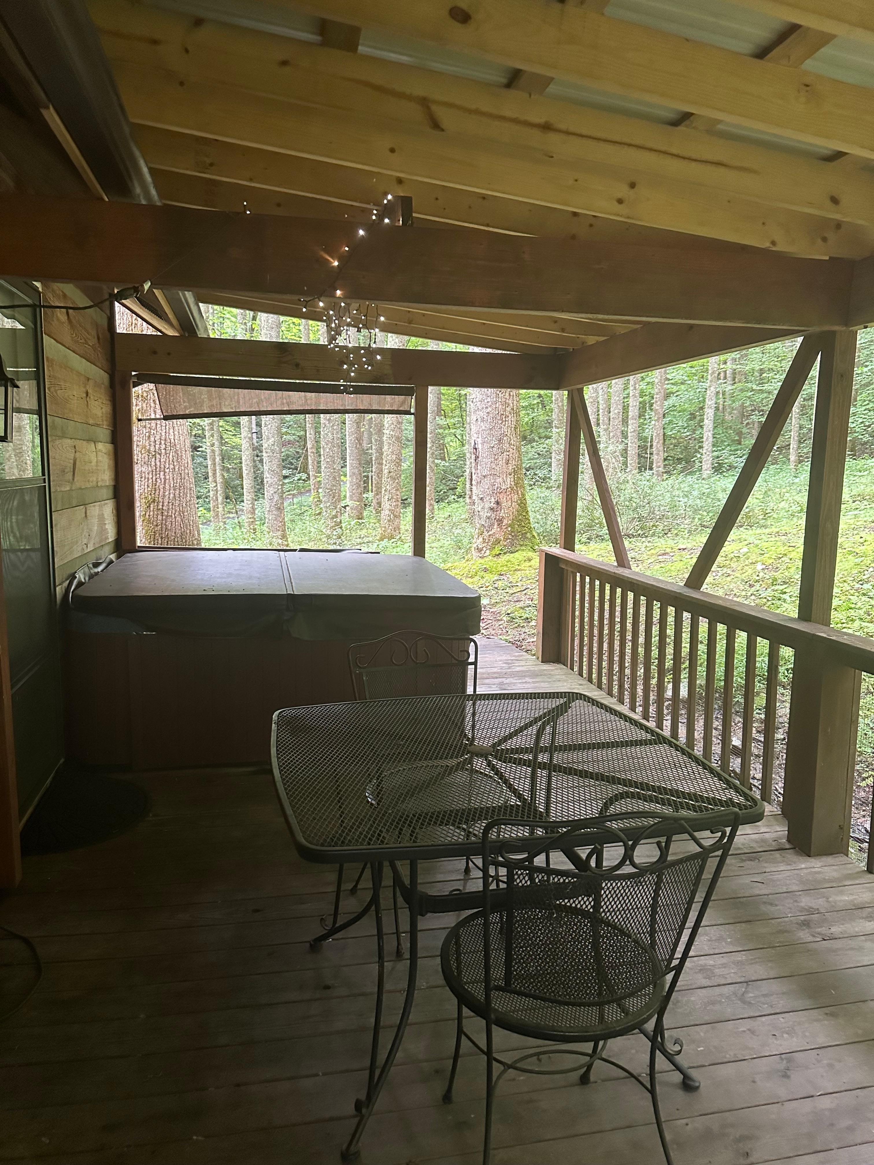 Hot tub on back porch