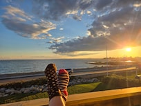 Relaxing on the balcony at sunset