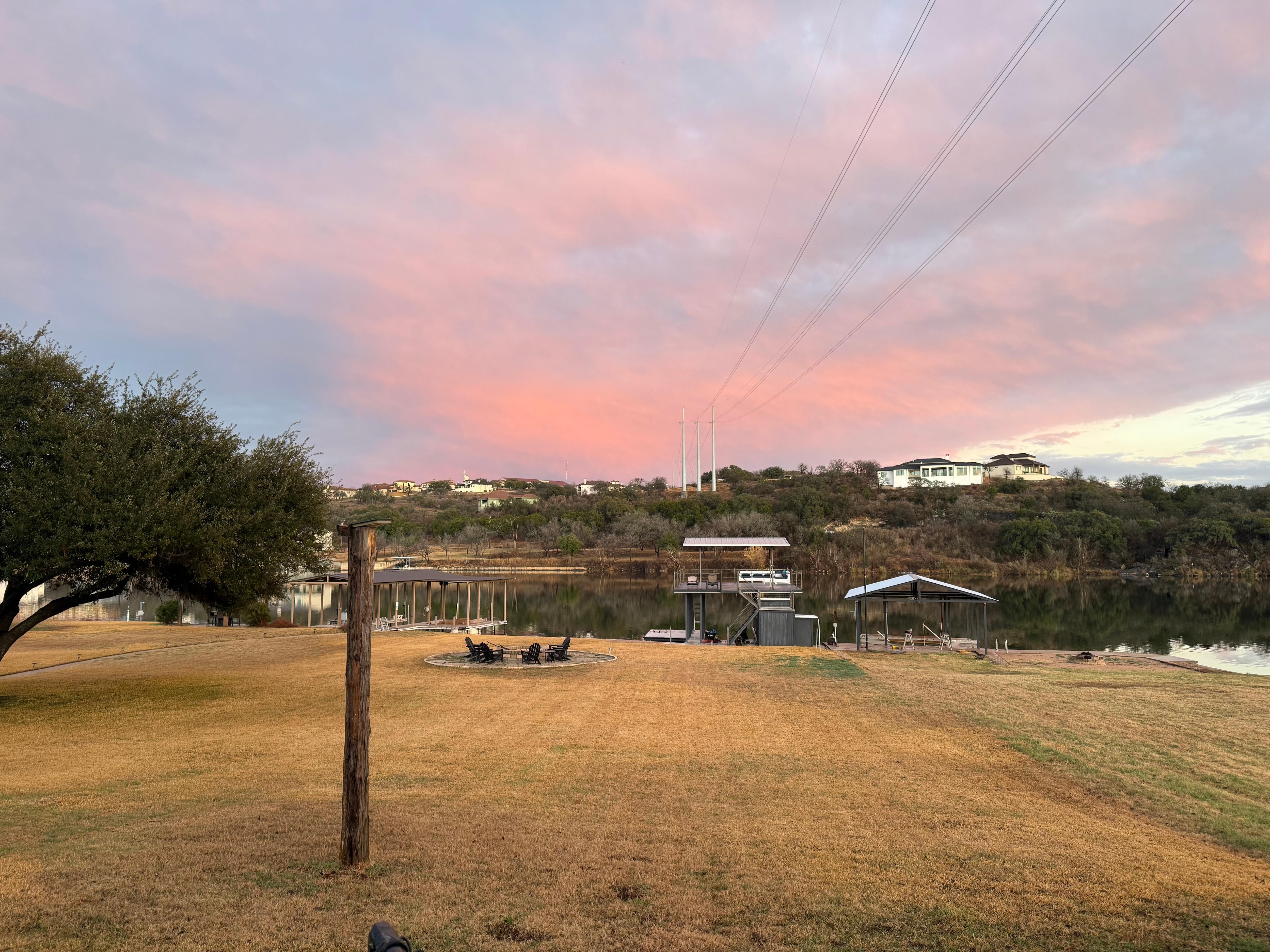 View from the backyard, looking toward the private dock. 