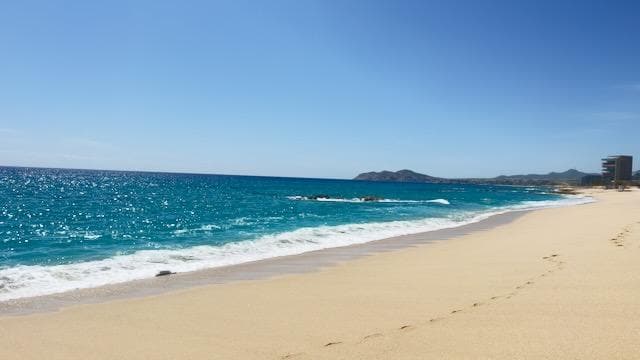 Beach view.  The hotel beach is not swimmable, but nice place to hang out.  You can walk or drive to swimmable beaches