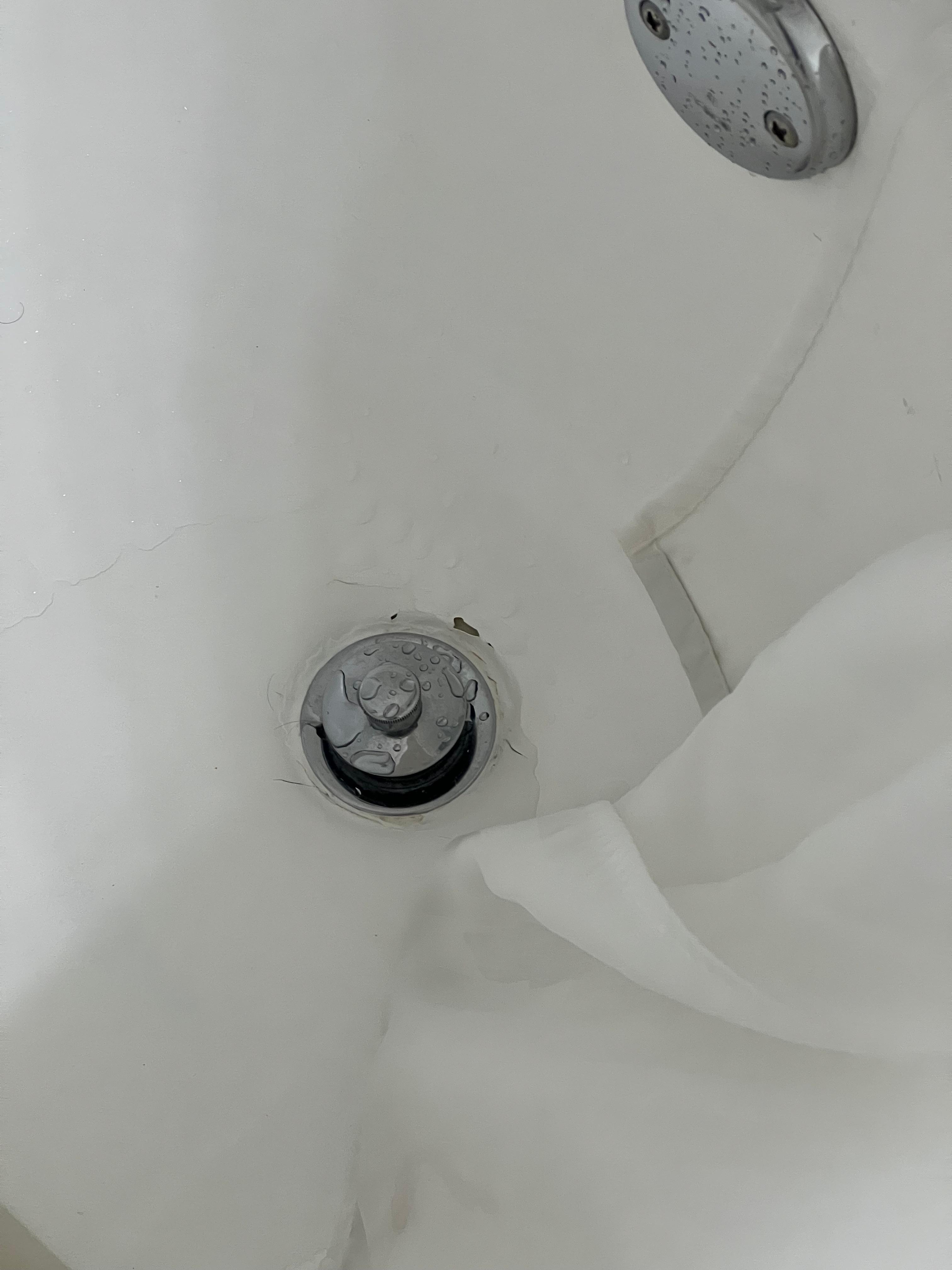 Chips around the drain