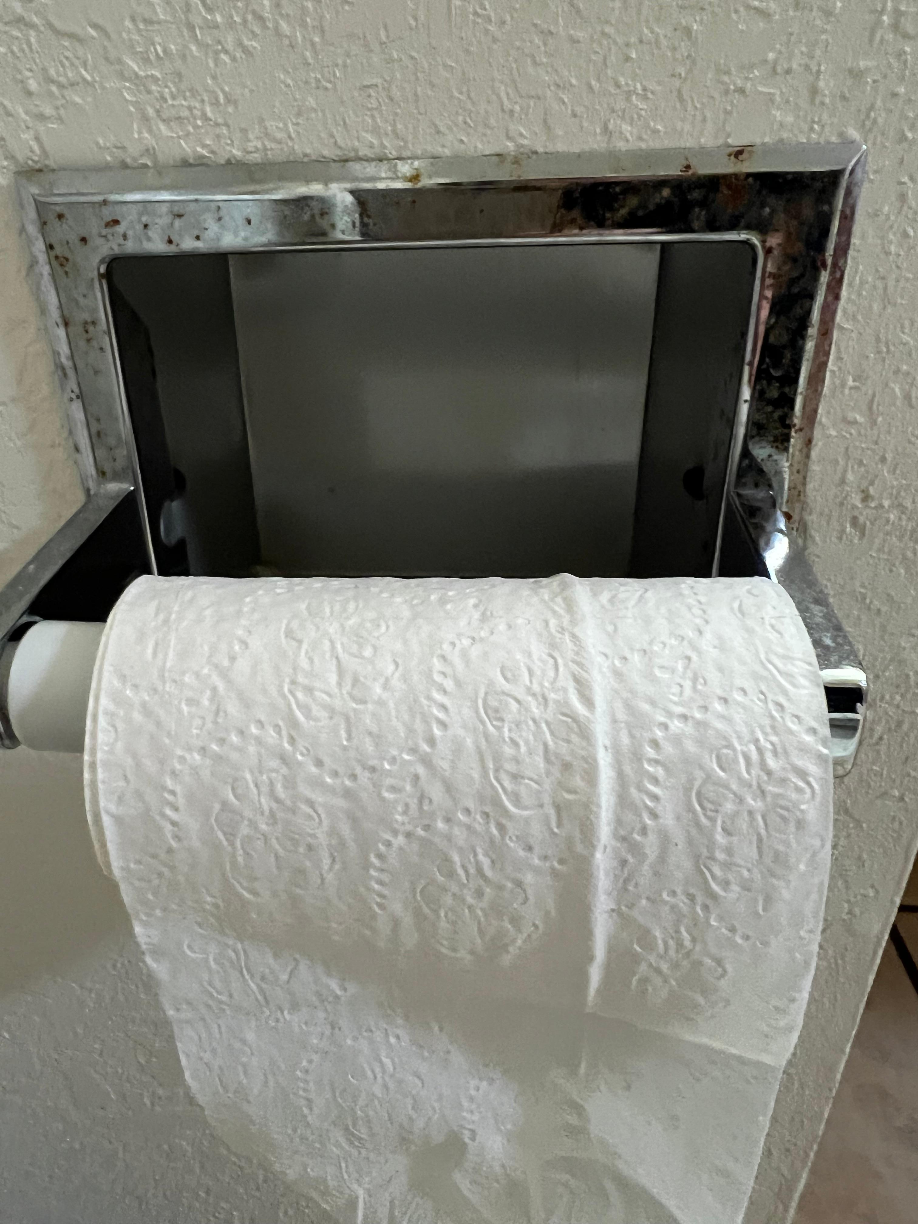 This is their toilet paper holder upon our arrival