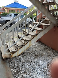 Stairway right outside my assigned room up to the second level.