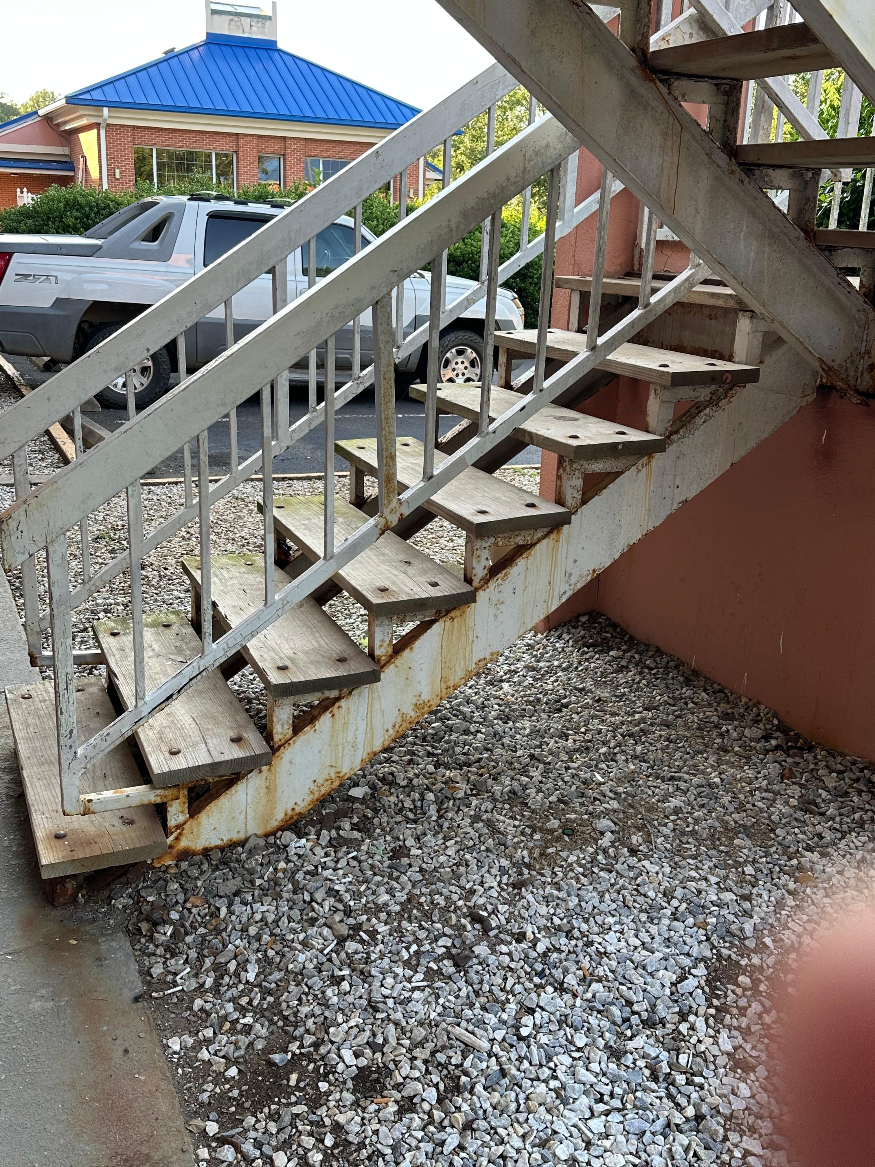 Stairway right outside my assigned room up to the second level.